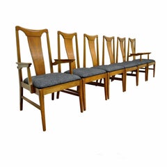 Six Mid Century Danish Modern Curved Back Walnut Dining Chairs