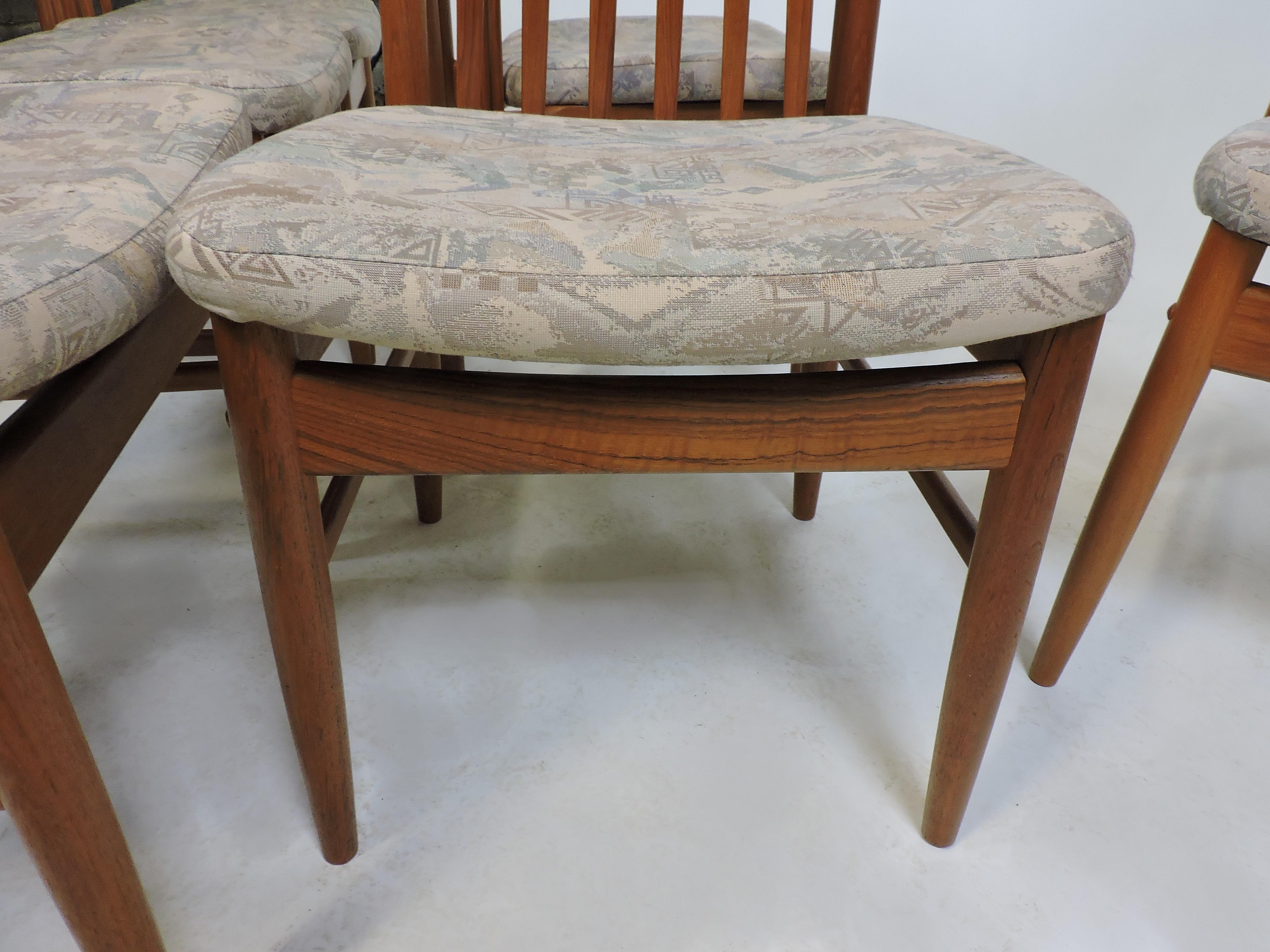 Upholstery Six Midcentury Danish Modern Teak Benny Linden Dining Chairs