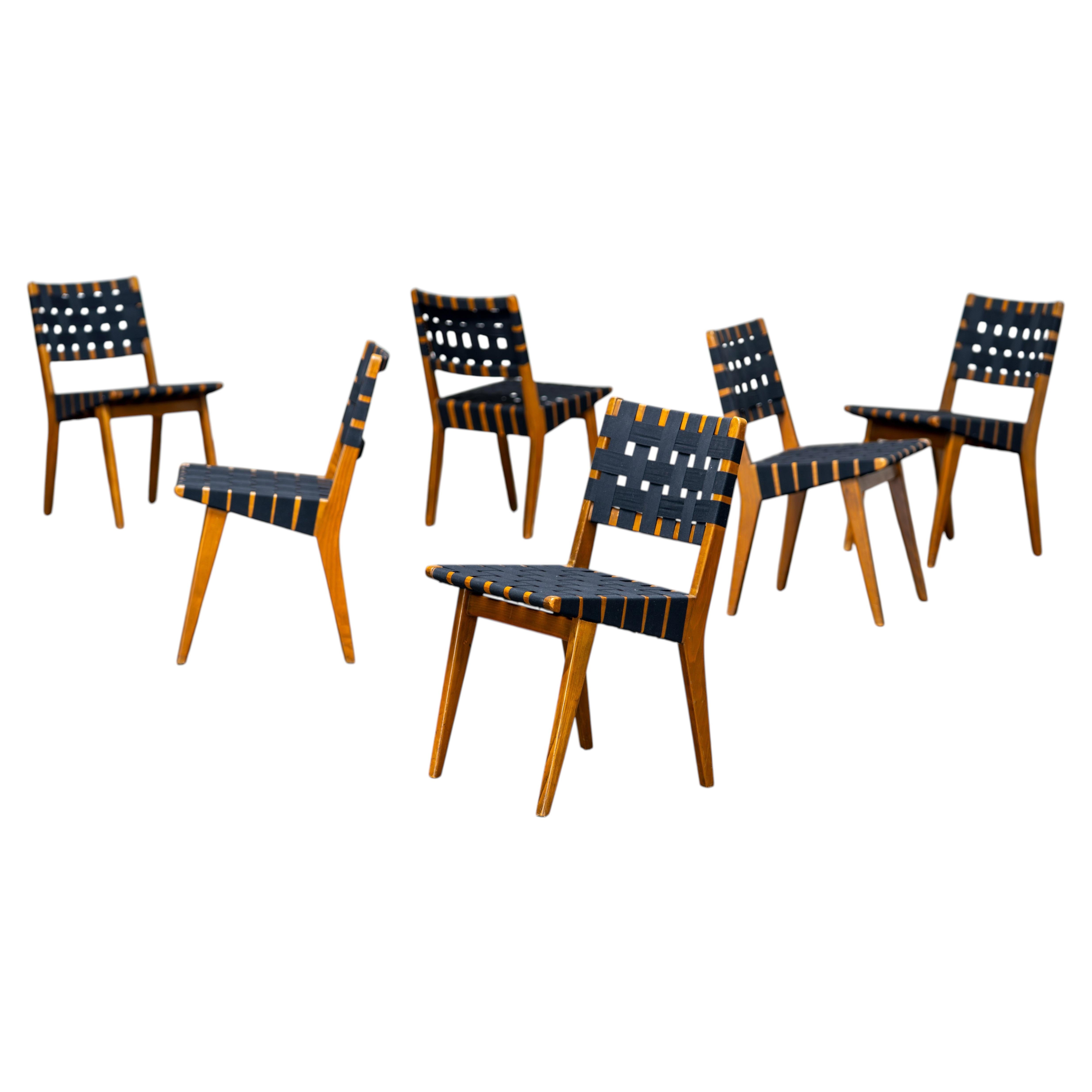 Six Mid Century Dining Chairs by Jens Risom for Vostra, 1950s For Sale