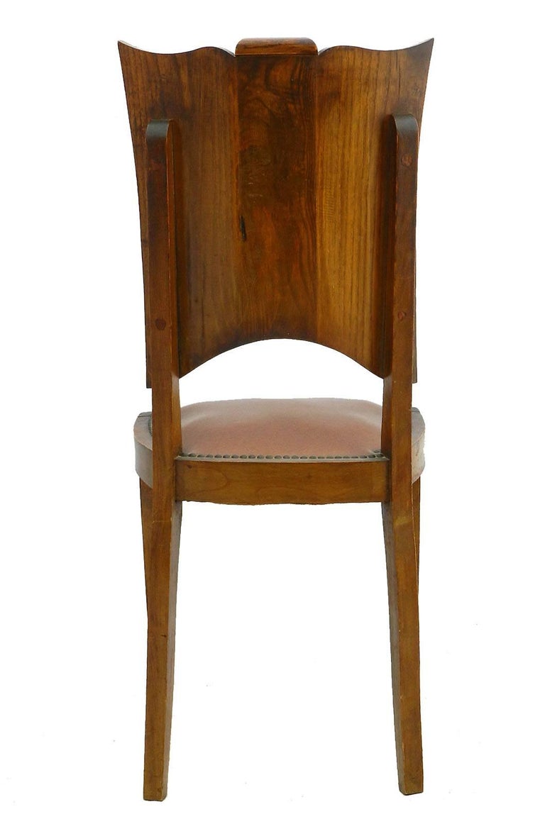 Six Art Deco Dining Chairs French Walnut Mid Century For Sale at 1stDibs