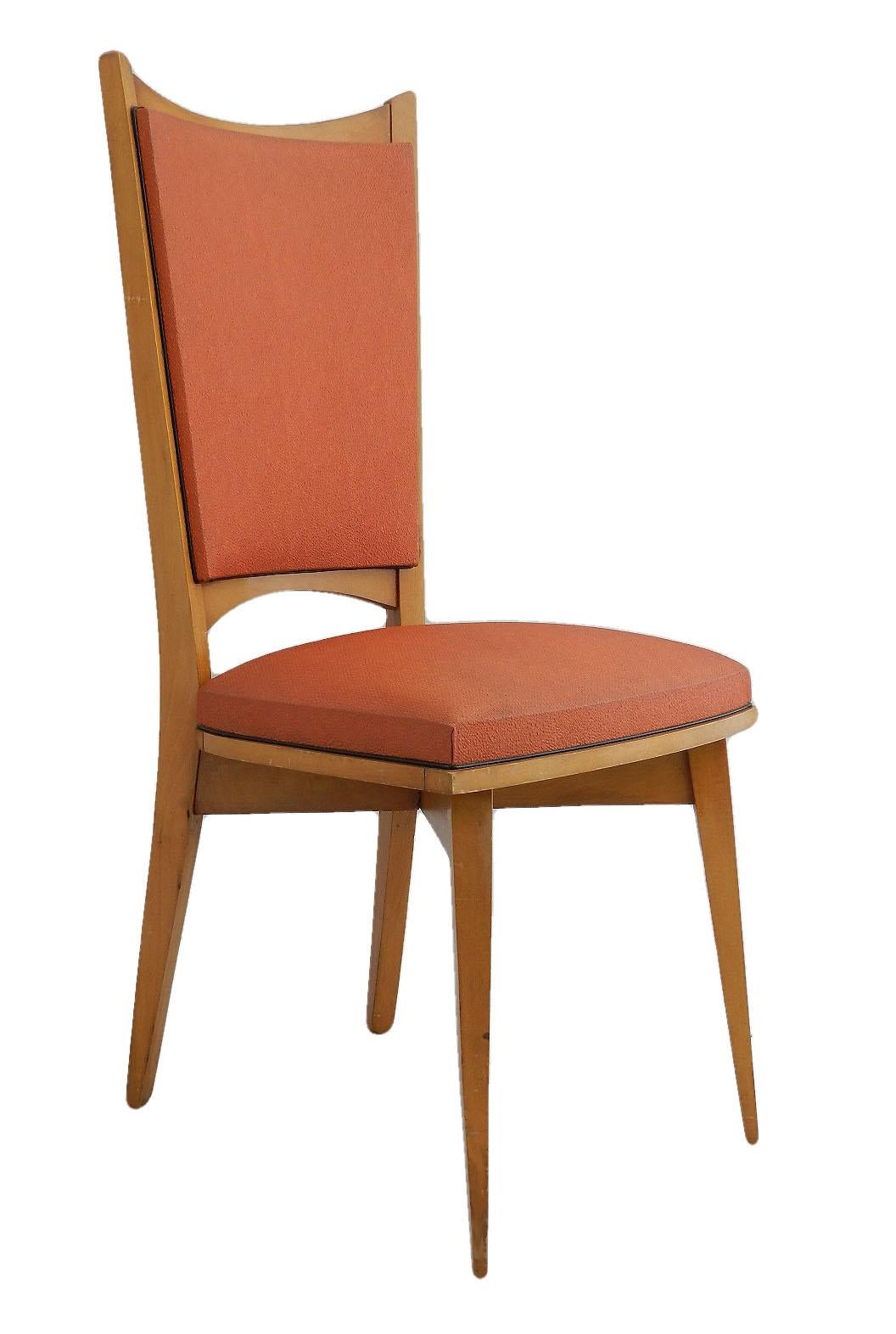 20th Century Six Midcentury French Dining Chairs Art Deco all Original in Good Condition