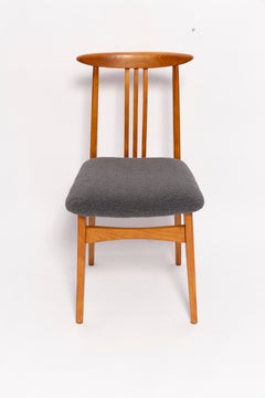 Sei sedie in bouclé di grafite del metà del secolo, Wood medio, M Zielinski, Europa 1960