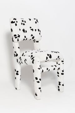 Six Mid Century Hand Tufting Dalmatian Chairs, Rajmund Halas, Poland, 1960s