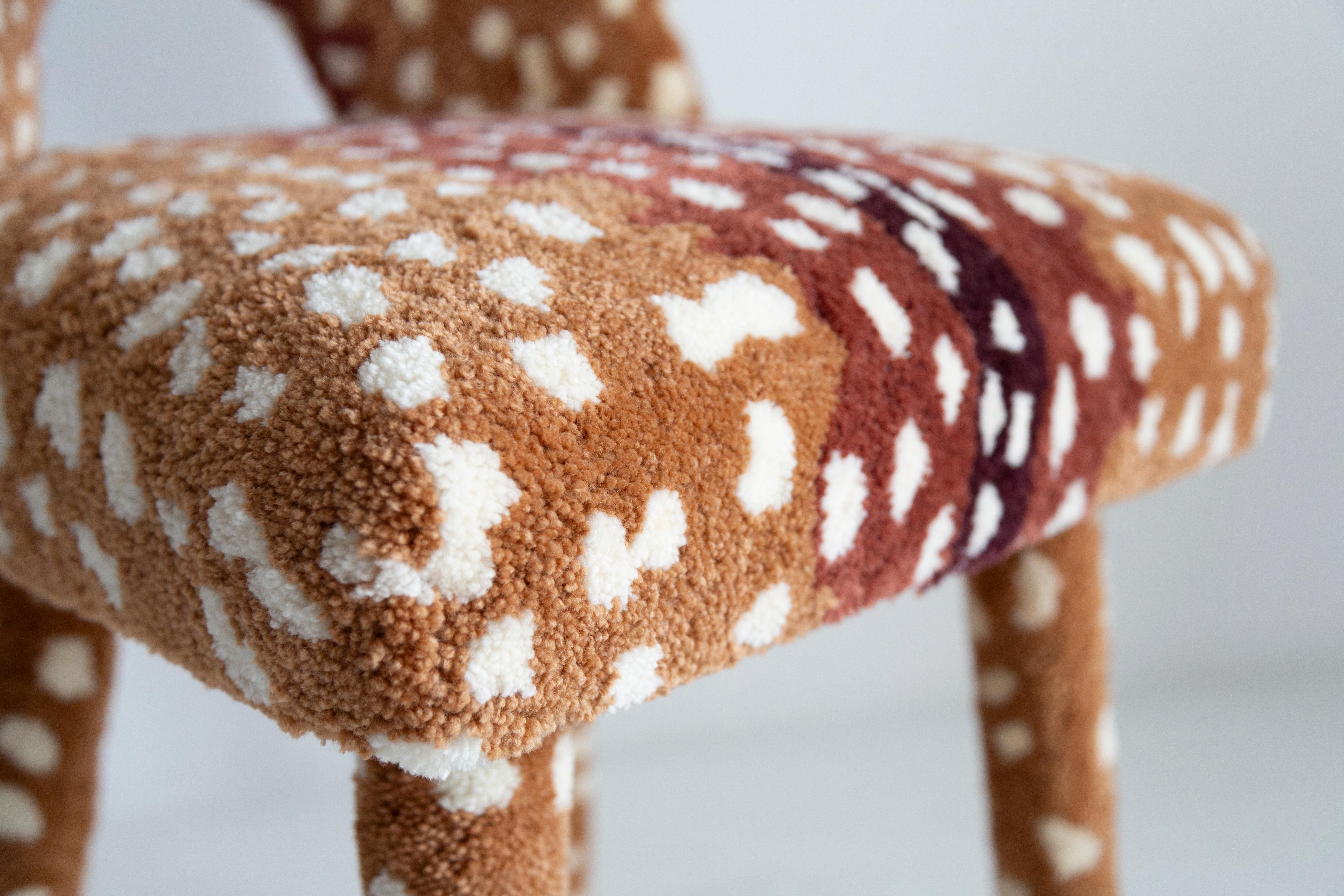 Sechs Mid Century Hand Tufting Reh Bambi Wolle Shell Stühle, Europa, 1960er Jahre im Angebot 4