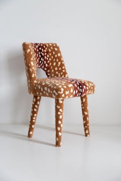 Six Mid Century Hand Tufting Roe Deer Bambi Wool Shell Chairs, Europe, 1960s