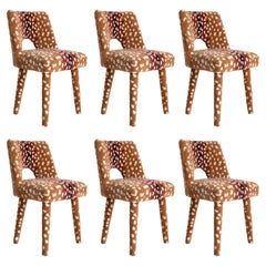 Seis Sillas de Concha de Lana Roe Deer Bambi Empenachadas a Mano, Europa, Años 60