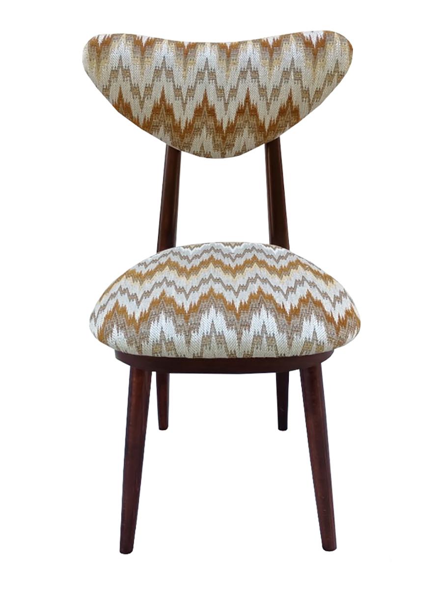 Mid-Century Modern Six Mid Century Heart Chairs, Yellow Gaston Daniela Jacquard, Europe 1960s For Sale