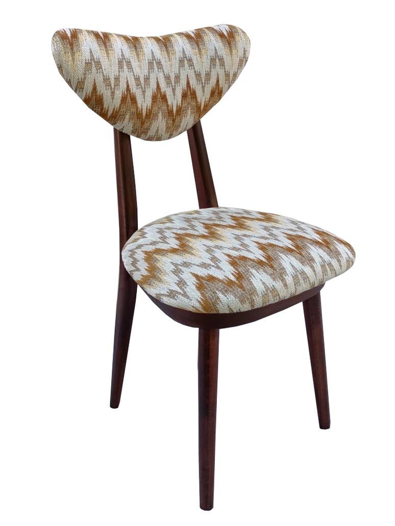 Six Mid Century Heart Chairs, Yellow Gaston Daniela Jacquard, Europe 1960s In Excellent Condition For Sale In 05-080 Hornowek, PL
