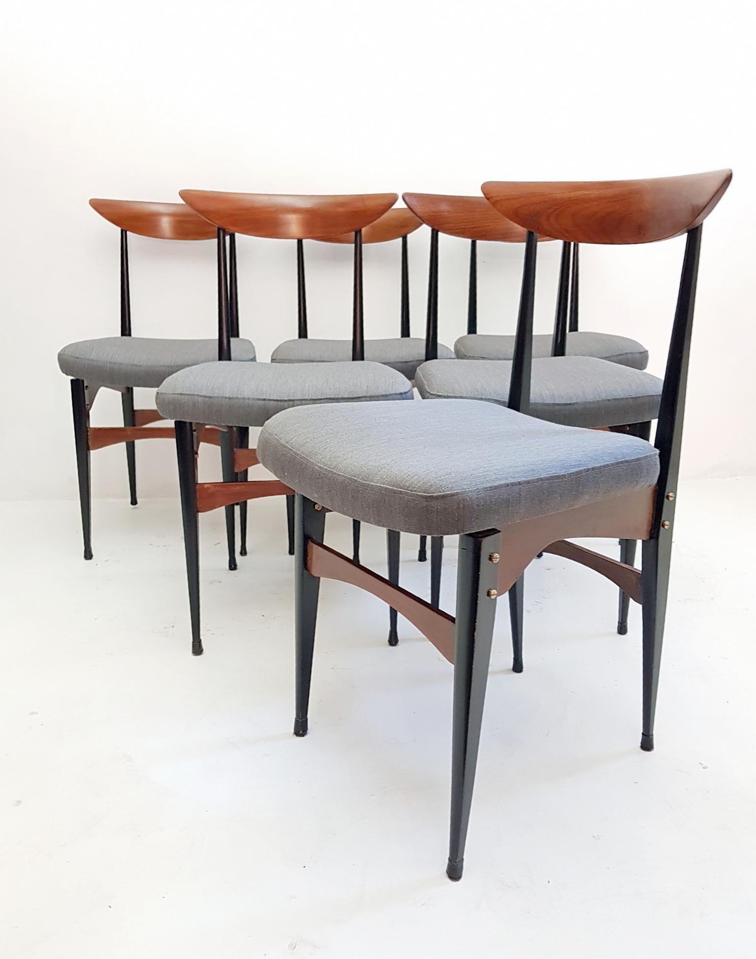 Mid-Century Modern Six Mid-Century Italian Dining Chairs