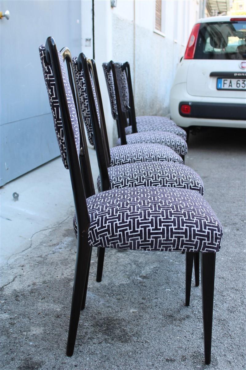 Six Mid-Century Italian Style Mahogany Chairs High Back Lined Borsani Style For Sale 3