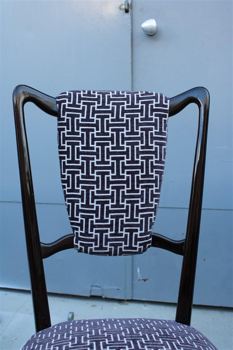 Six Mid-Century Italian Style Mahogany Chairs High Back Lined Borsani Style For Sale 5