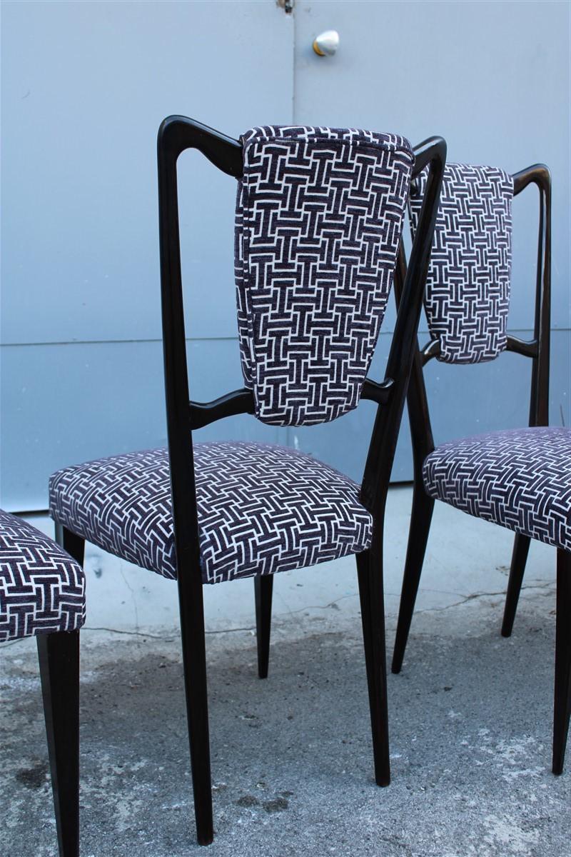 Mid-Century Modern Six Mid-Century Italian Style Mahogany Chairs High Back Lined Borsani Style For Sale