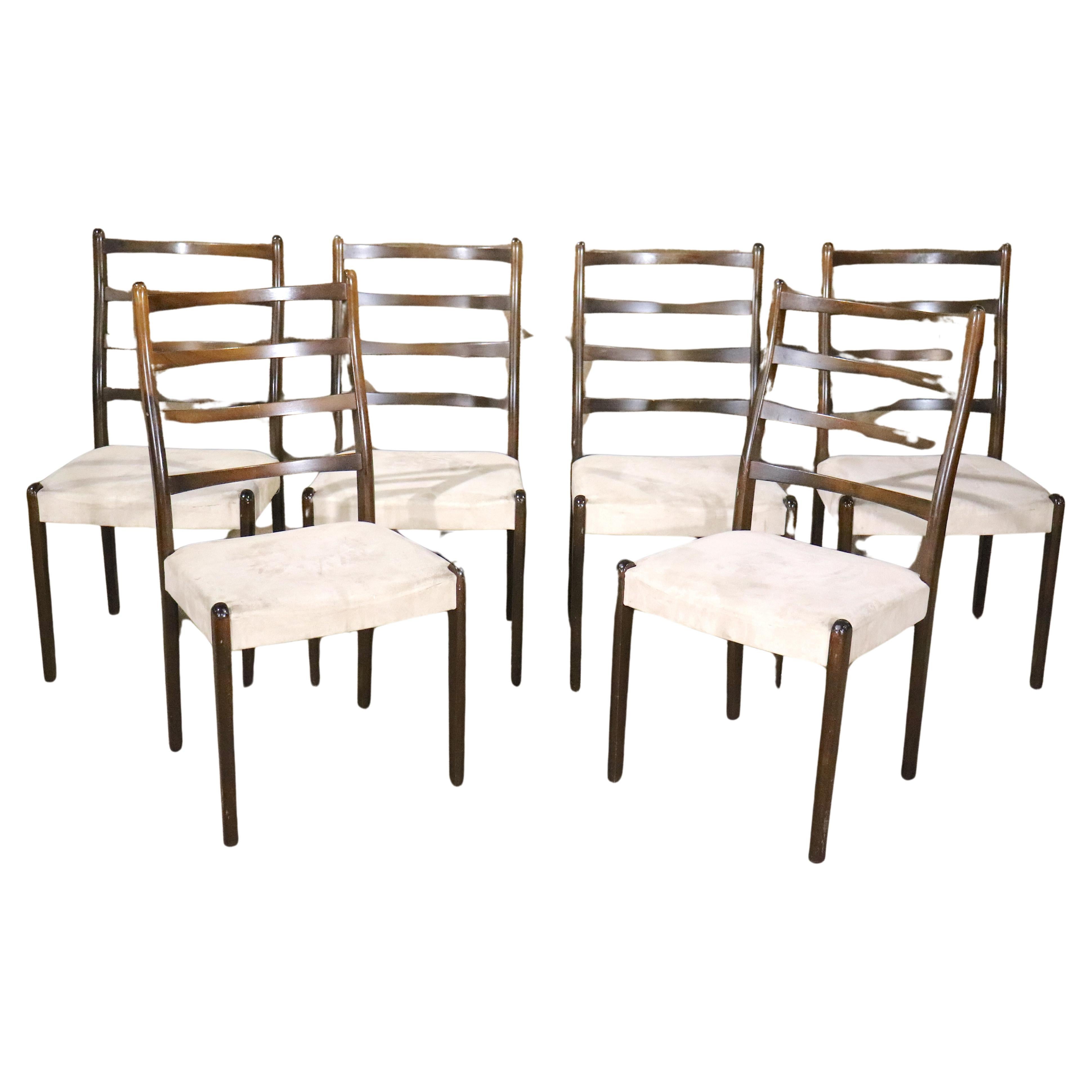 Six Mid-Century Ladder Back Chairs For Sale