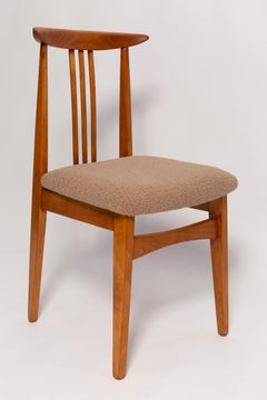 Sechs Latte-Bouclé-Stühle aus der Mitte des Jahrhunderts, mittleres Holz, M. Zielinski, Europa 1960er Jahre
