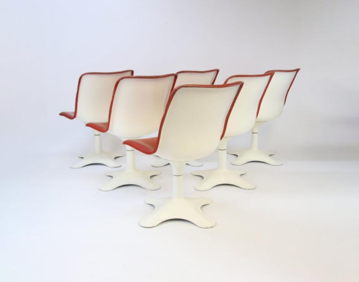 Finnish Six Midcentury Leather Dining Chairs by Yrjö Kukkapuro
