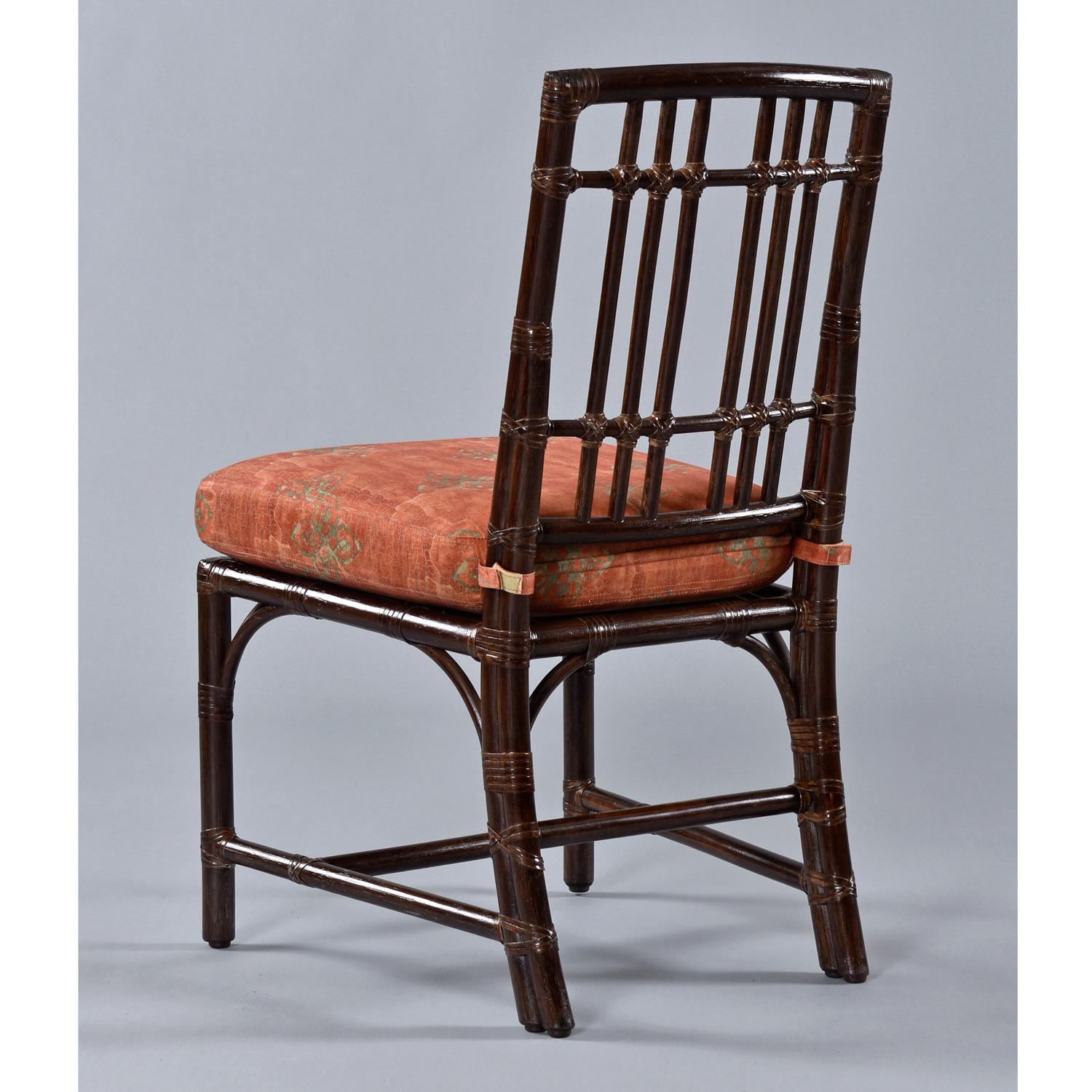 Upholstery Asian Modern Mid-Century McGuire Balboa Chairs in Dark Tobacco Finish For Sale