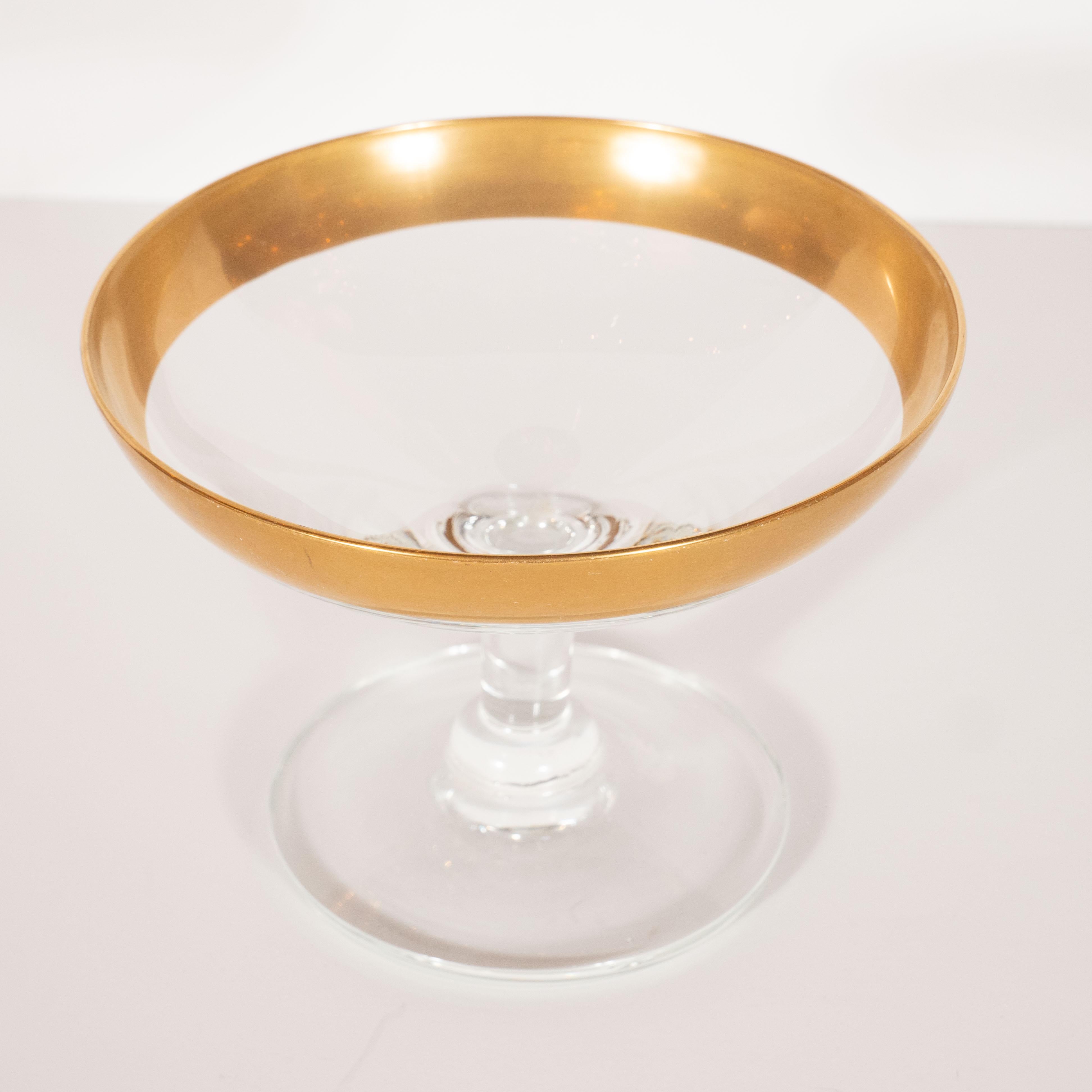 American Six Mid-Century Modern 24-Karat Gold Rimmed Champagne Coupes by Dorothy Thorpe