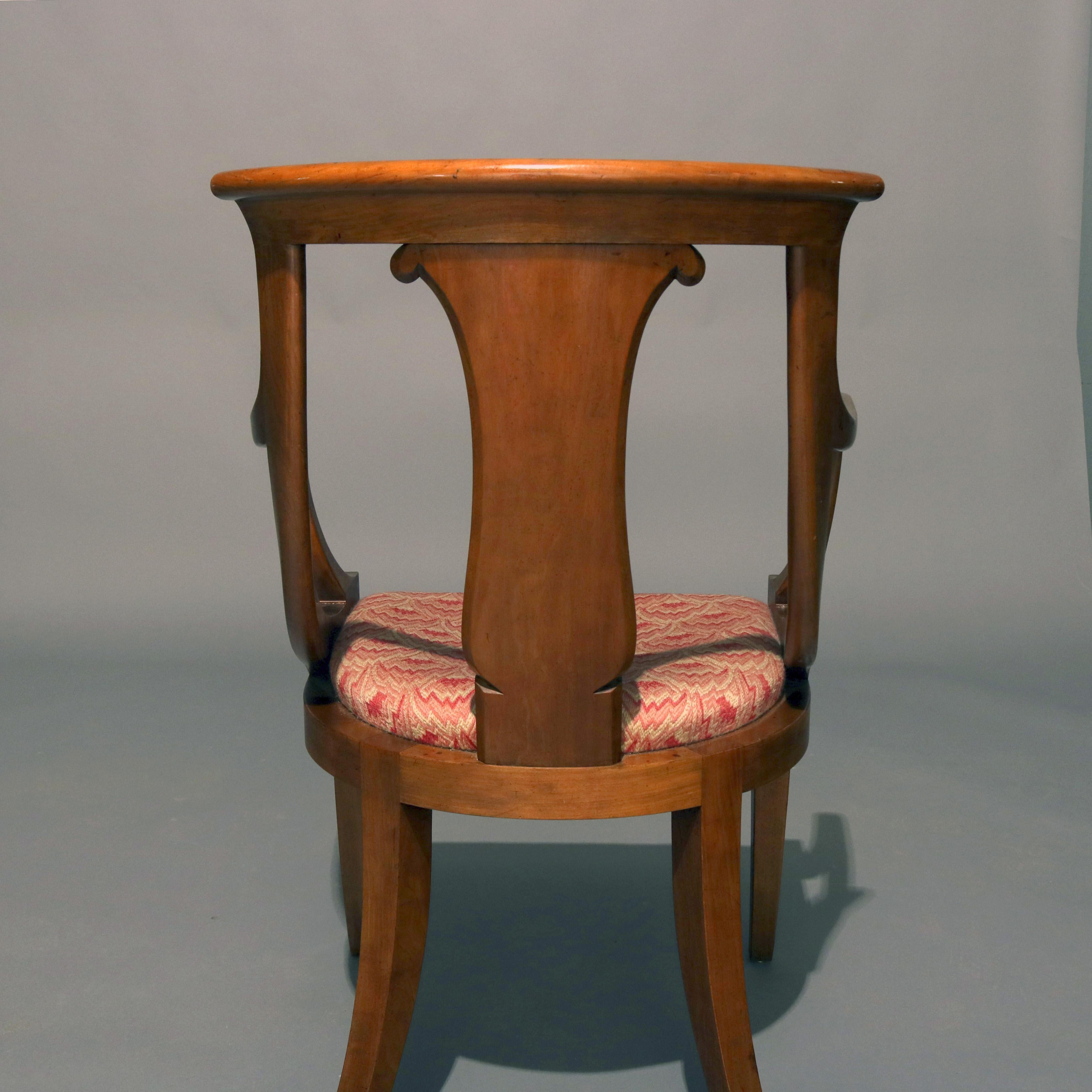Six Mid-Century Modern Baker Mahogany Upholstered Gondola Dining Chairs 8