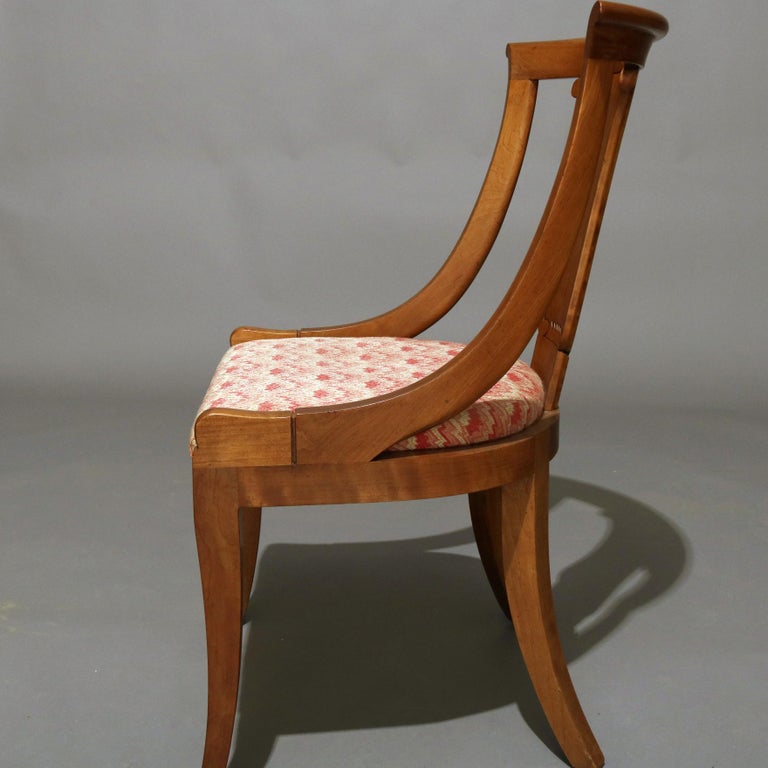 Six Mid-Century Modern Baker Mahogany Upholstered Gondola Dining Chairs at 1stdibs