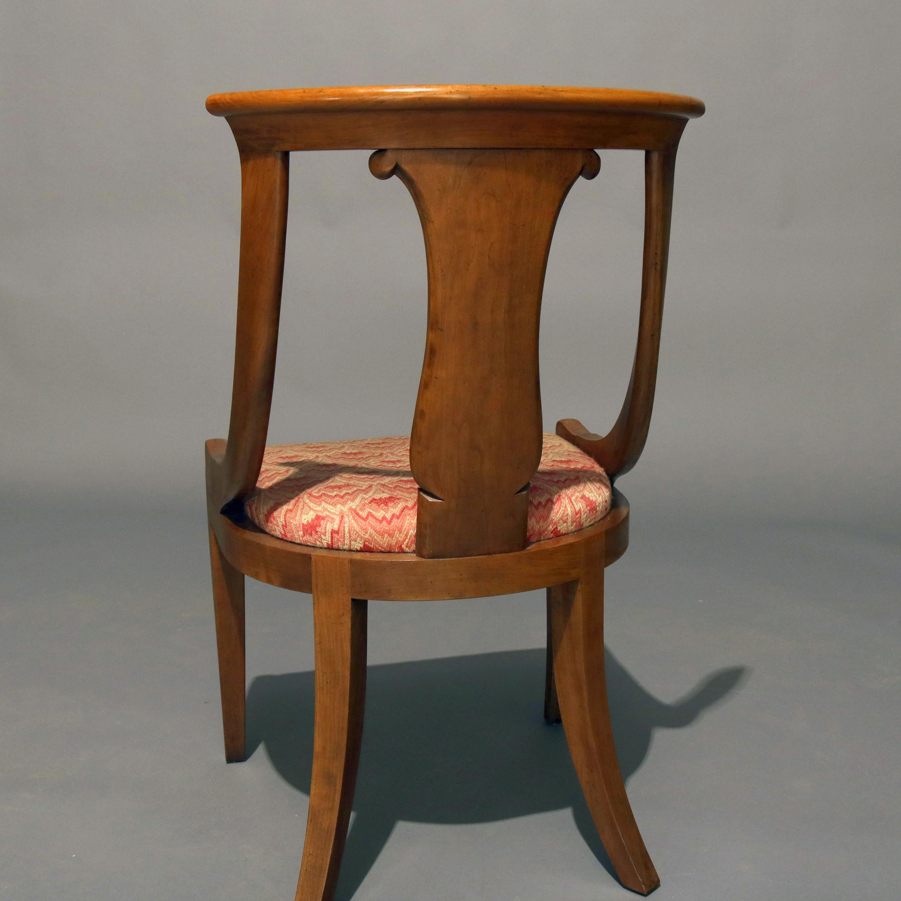 20th Century Six Mid-Century Modern Baker Mahogany Upholstered Gondola Dining Chairs