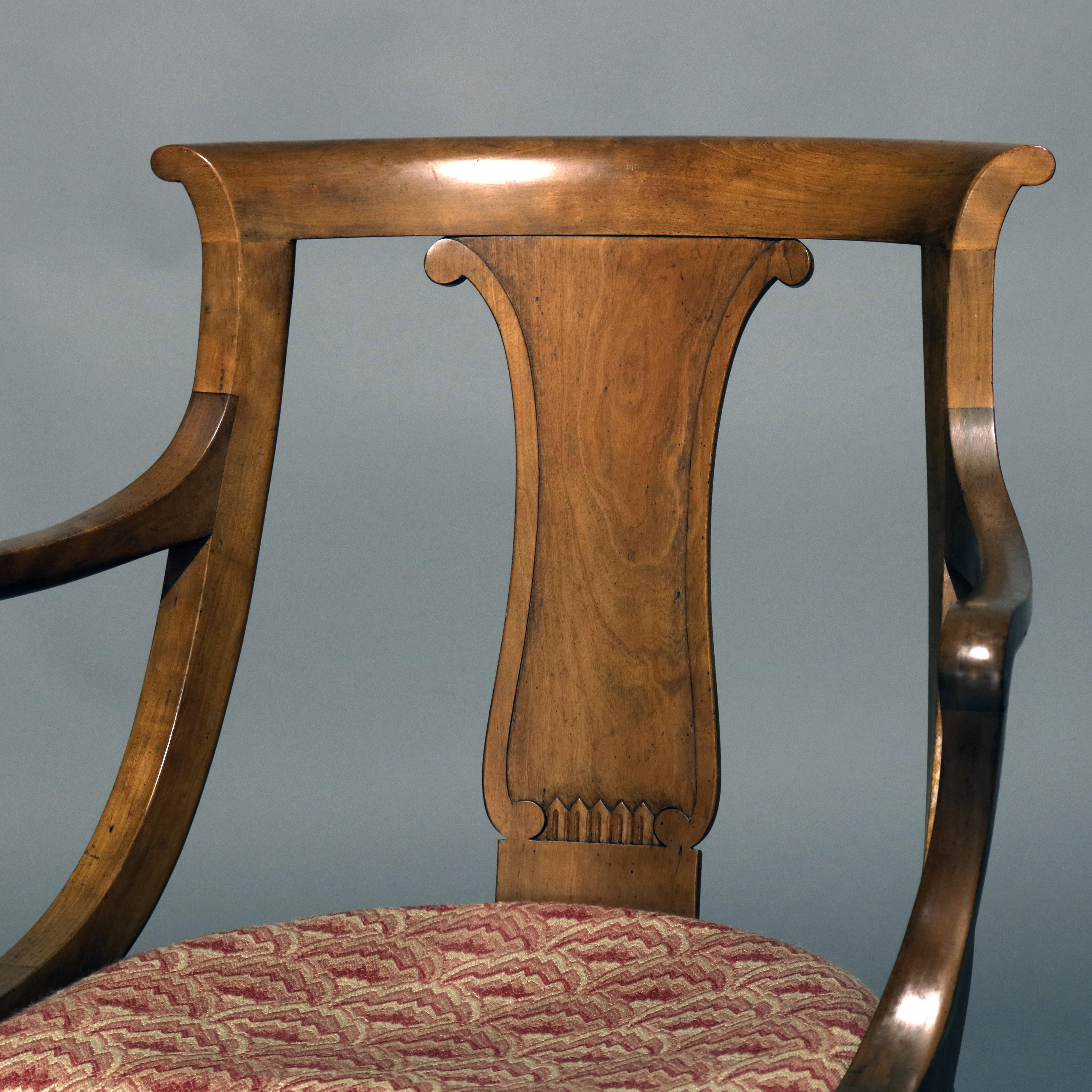 Six Mid-Century Modern Baker Mahogany Upholstered Gondola Dining Chairs 1