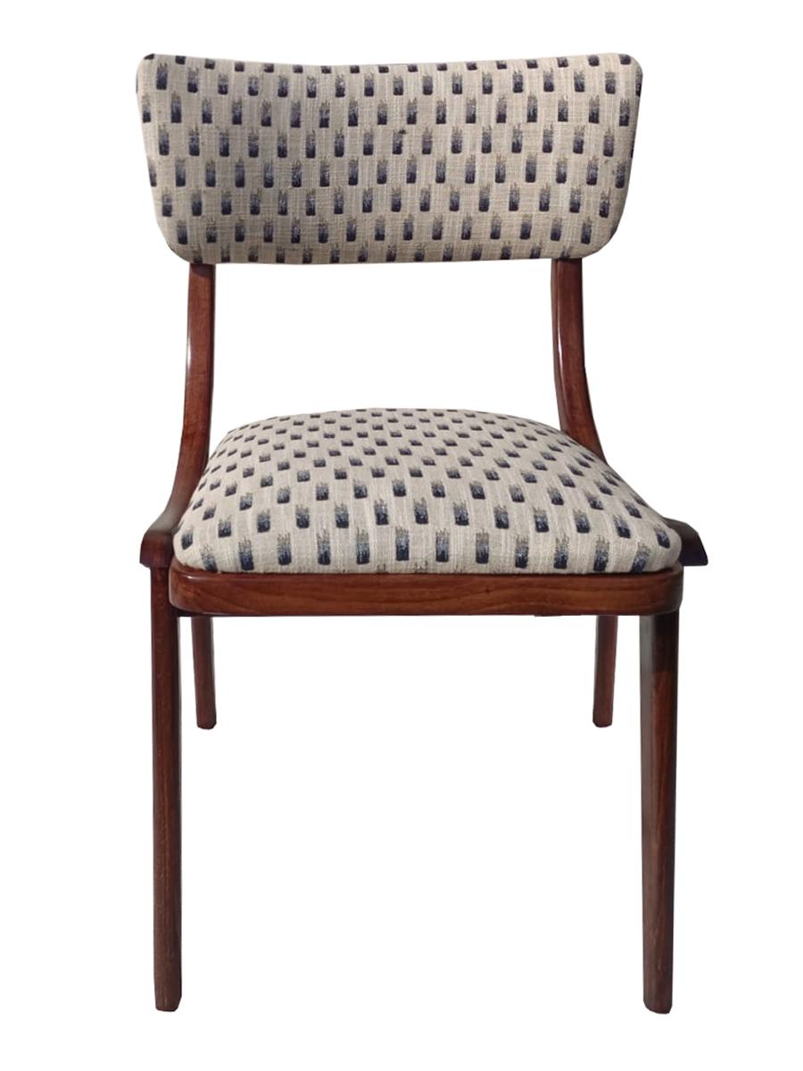 Mid-Century Modern Six Mid Century Modern Bumerang Chairs, Light Creme White Jacquard, Poland 1960s For Sale