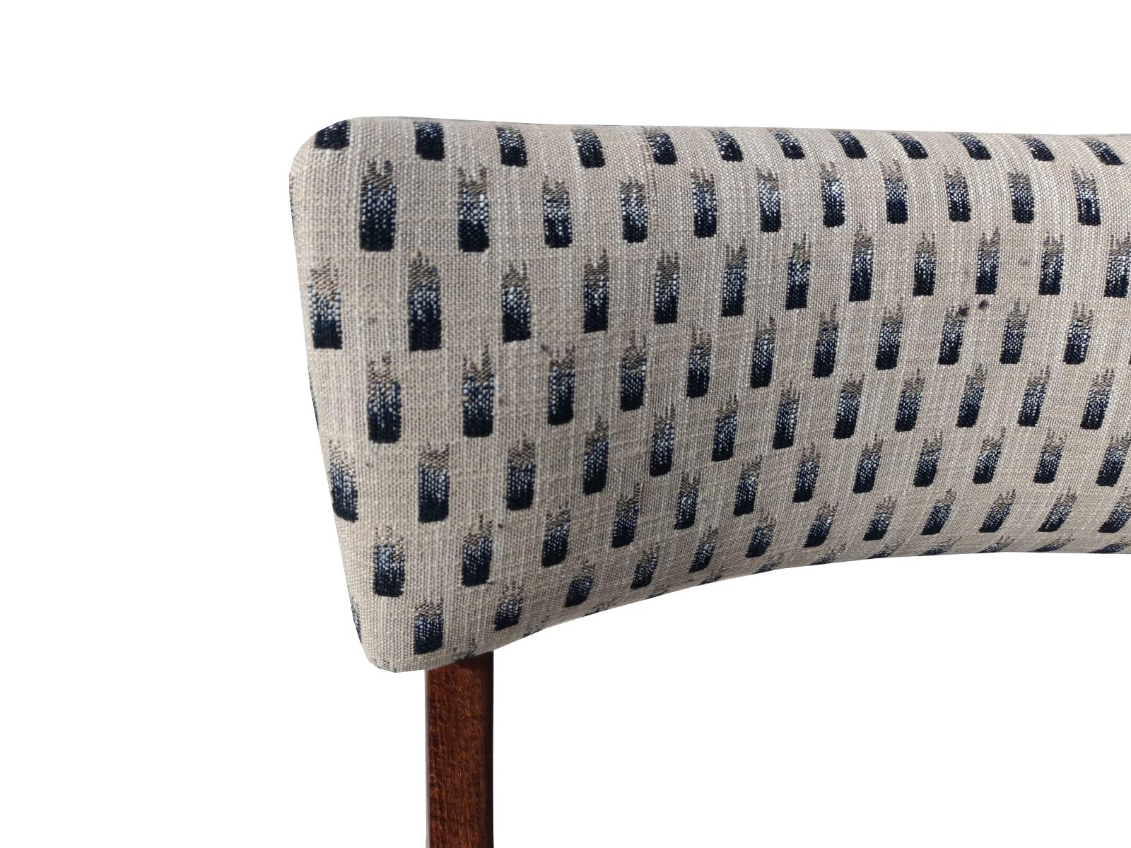 20th Century Six Mid Century Modern Bumerang Chairs, Light Creme White Jacquard, Poland 1960s For Sale