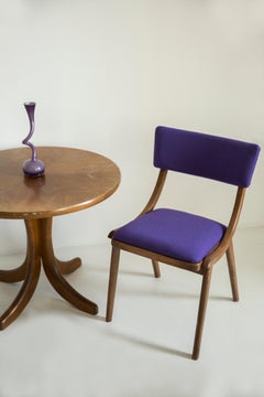 Six Mid Century Modern Bumerang Chairs, Purple Violet Wool, Poland, 1960s