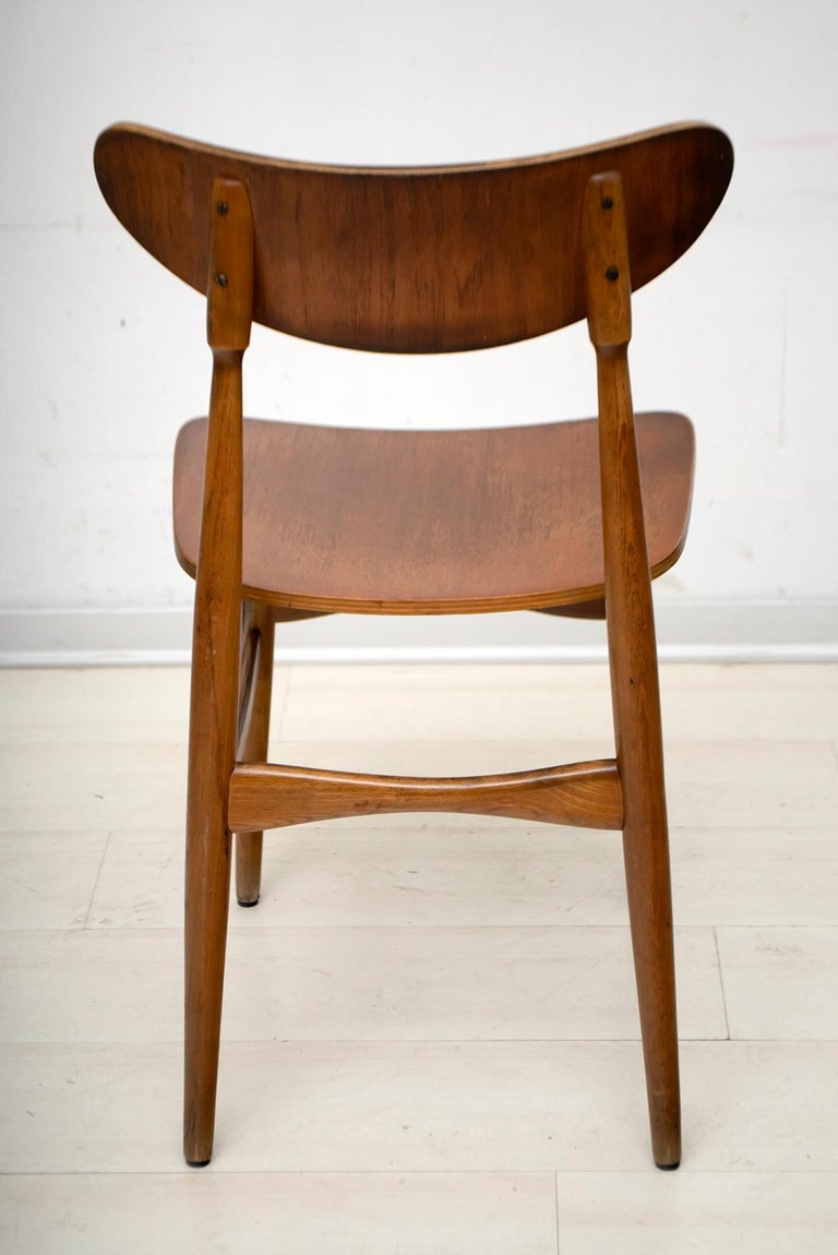Six MidCentury Modern Danish Curved Wood Chairs, 1960 at 1stDibs