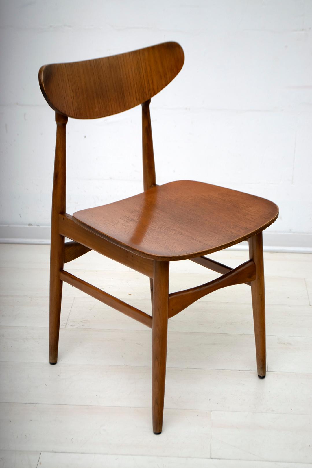 Six Mid-Century Modern Danish Curved Wood Chairs, 1960 1