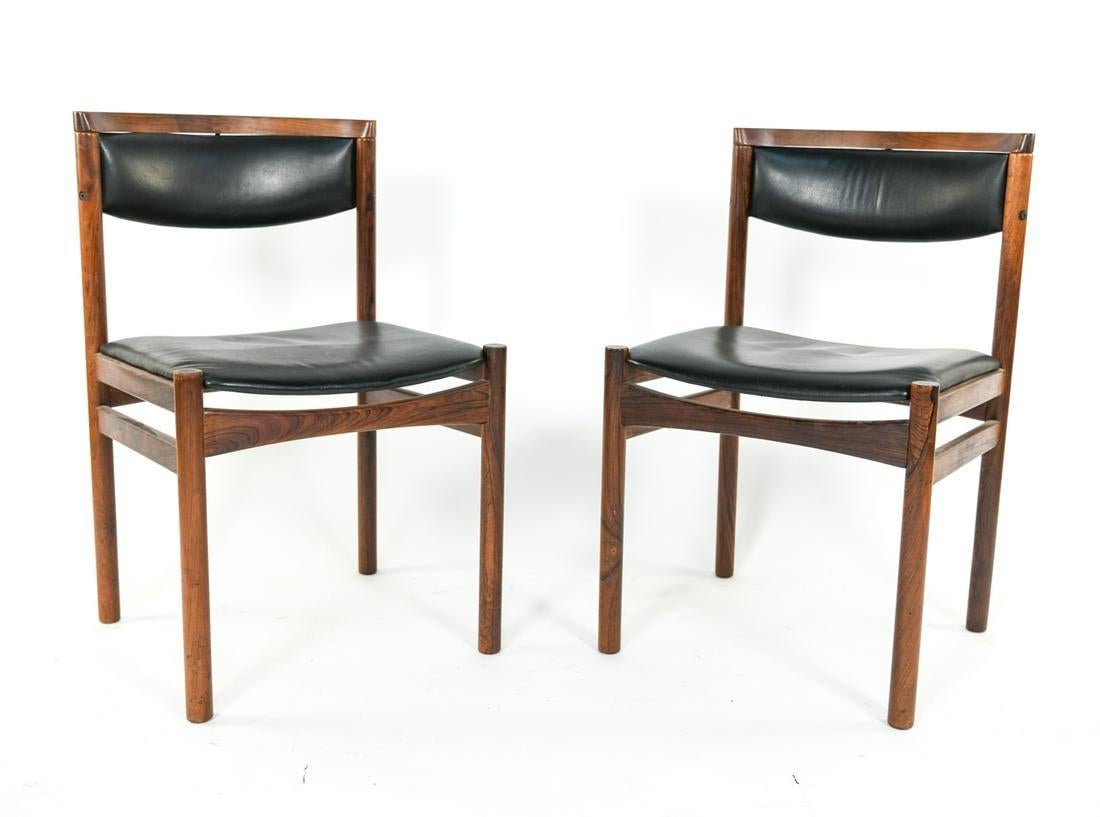 Soro Stolefabrik, Mid-Century Modern Six Dining Chairs, Rosewood, Vinyl, 1940s For Sale 6