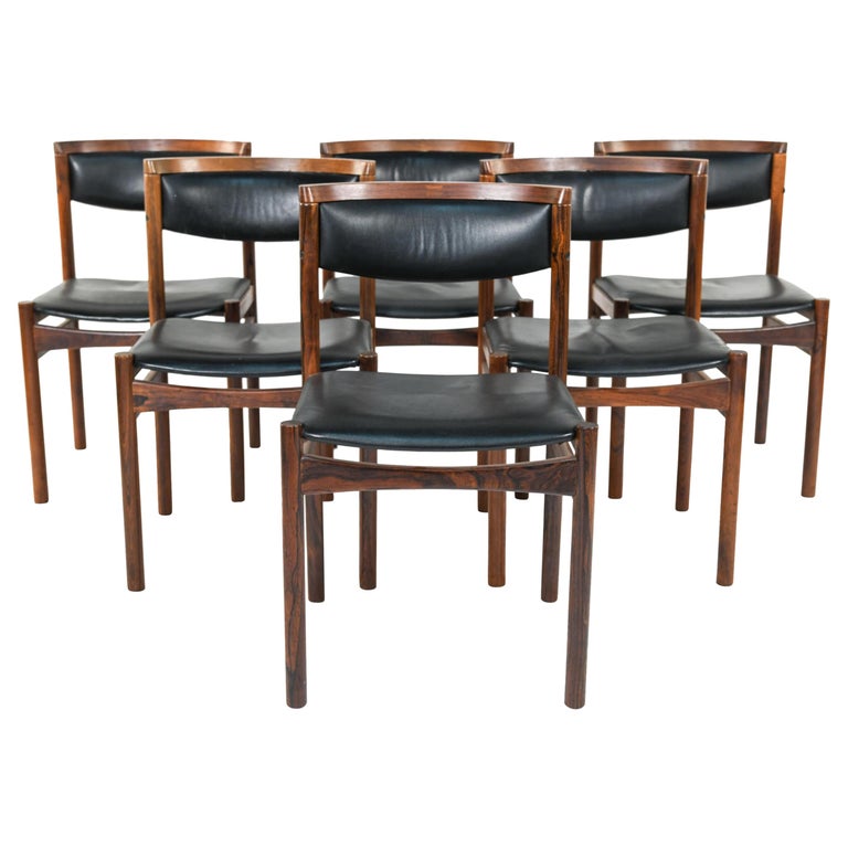 Six Mid-Century Modern Danish Dining Chairs, Soro Stolefabrik Denmark, Rosewood For Sale