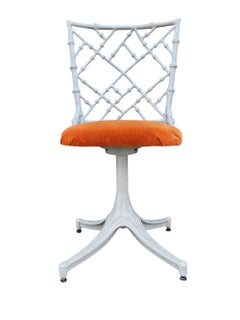 Six chaises de salle à manger modernes du milieu du siècle en faux bambou et aluminium coulé de Phyllis Morris