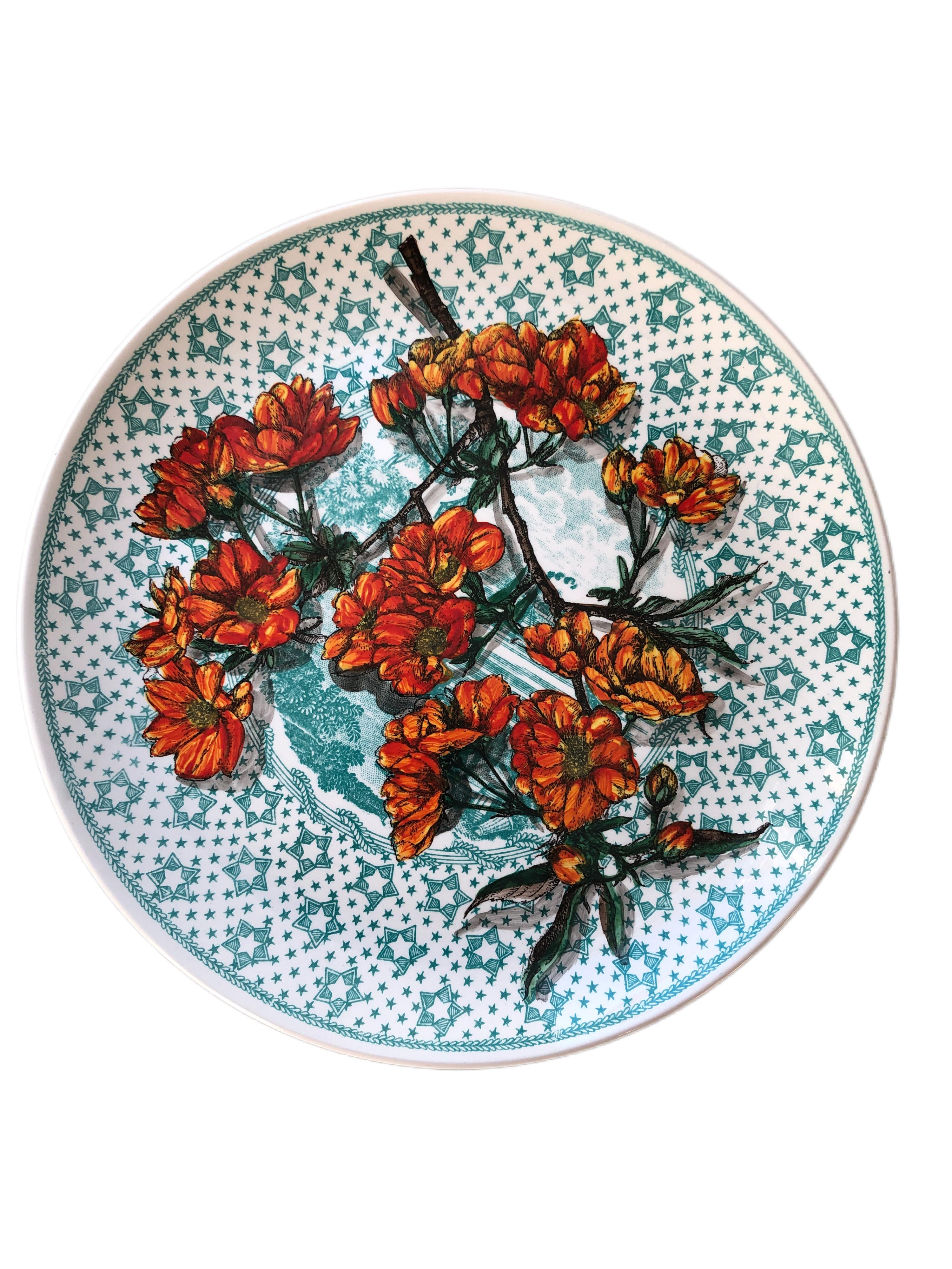 Rare Six Mid-Century Modern Handpainted Plates by Piero Fornasetti, 