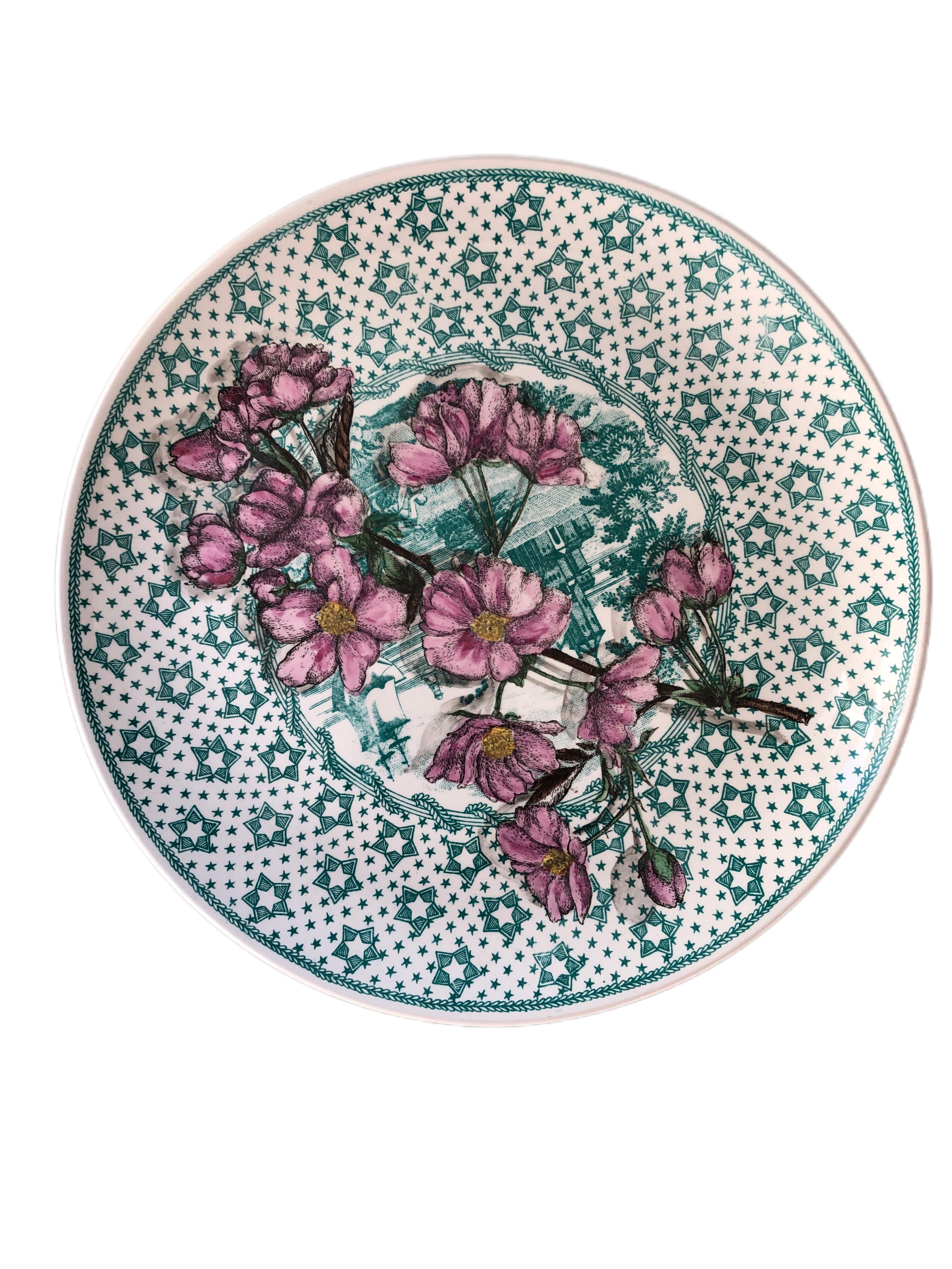 Italian Six Mid-Century Modern Handpainted Plates by Piero Fornasetti, 