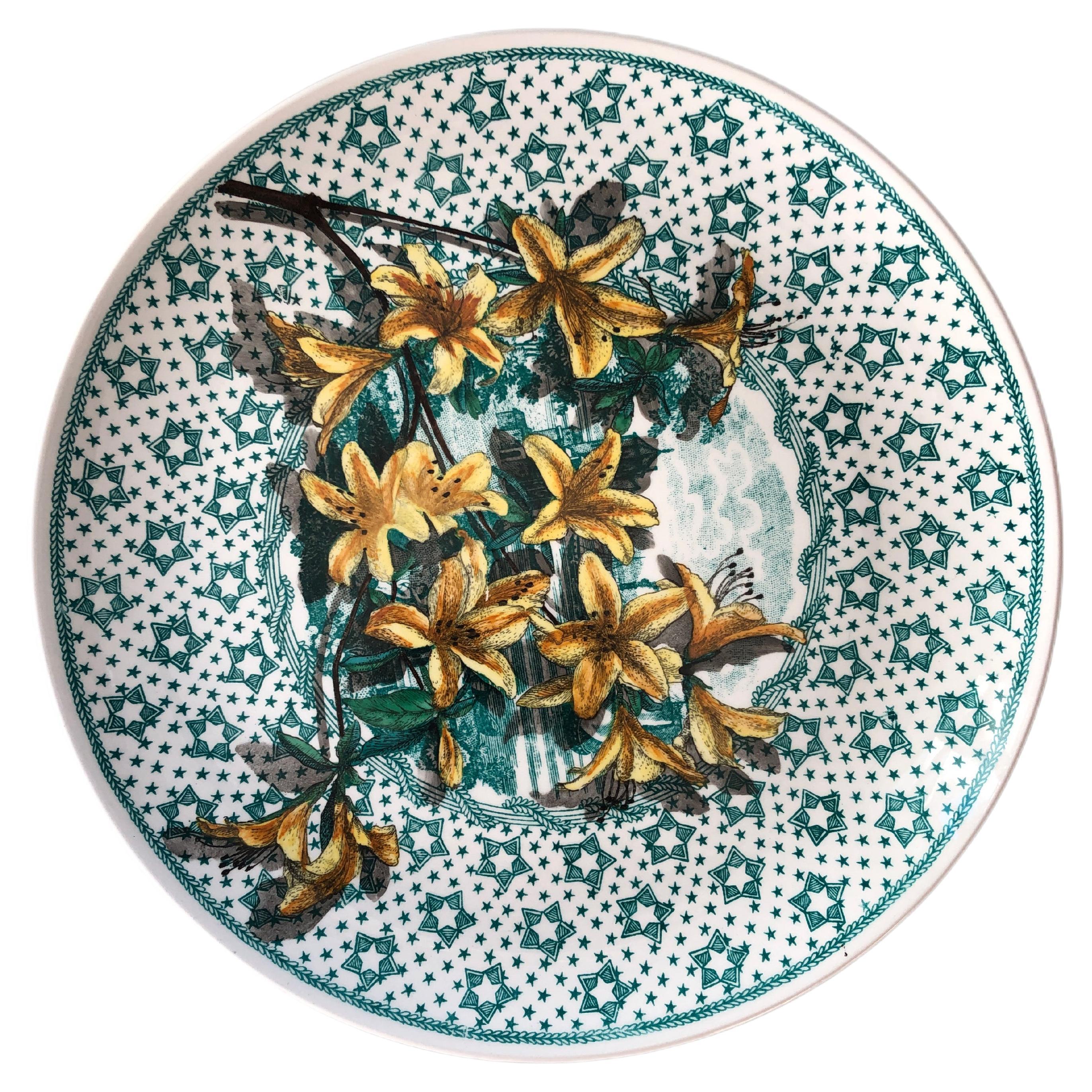Six Mid-Century Modern Handpainted Plates by Piero Fornasetti, "Floralia", 1950s