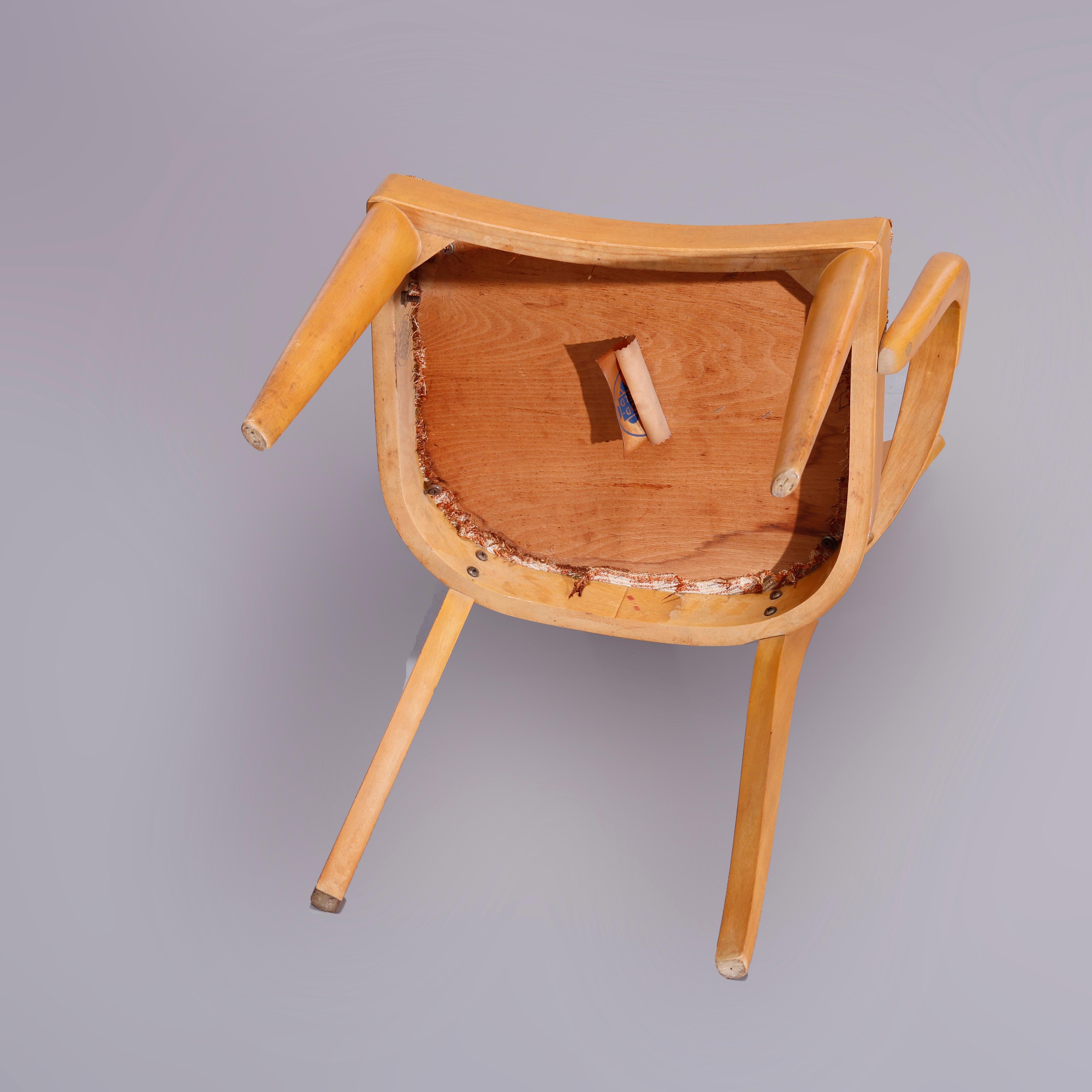 Six Mid-Century Modern Heywood Wakefield Wishbone Dining Chairs, Wheat, c1950 9