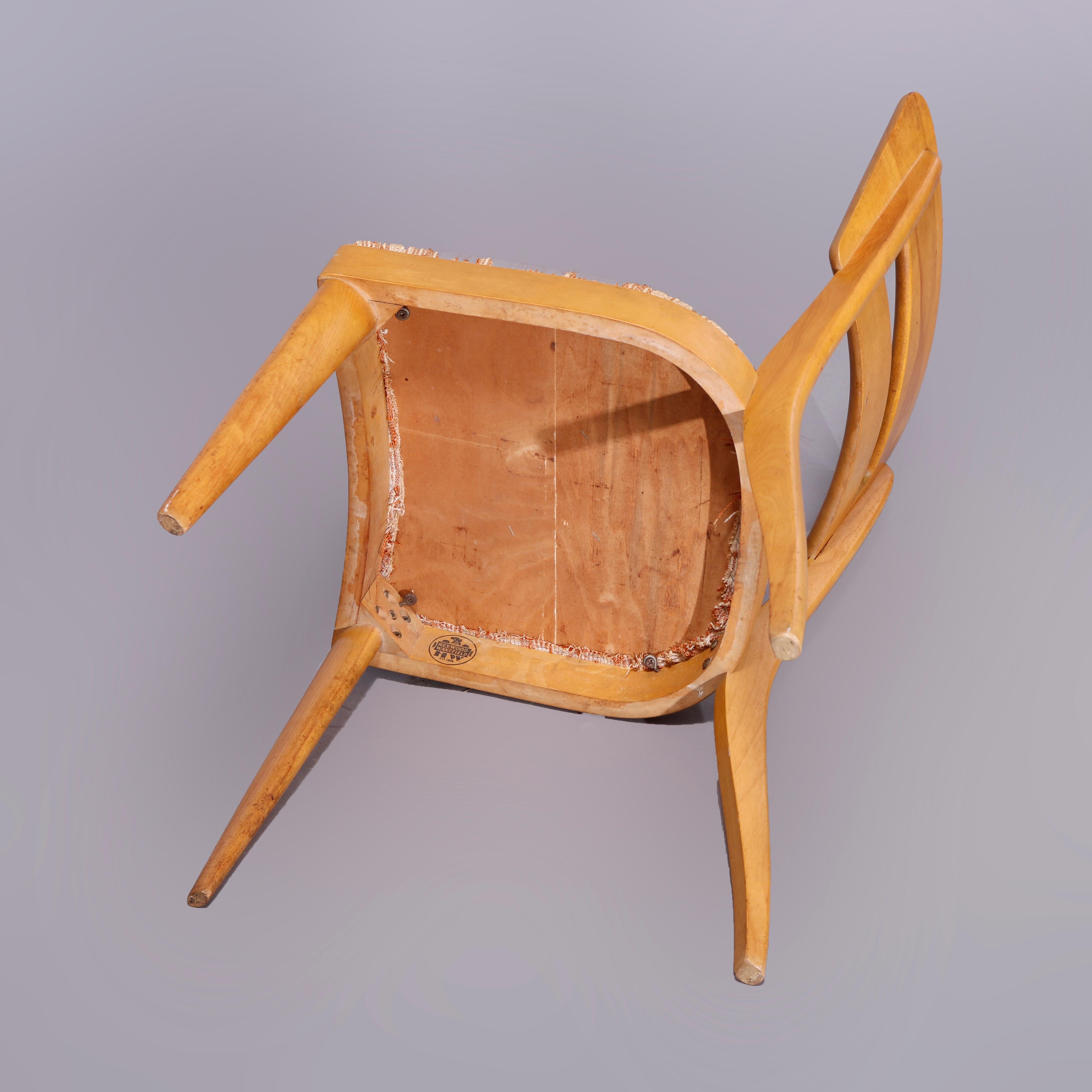 Six Mid-Century Modern Heywood Wakefield Wishbone Dining Chairs, Wheat, c1950 10