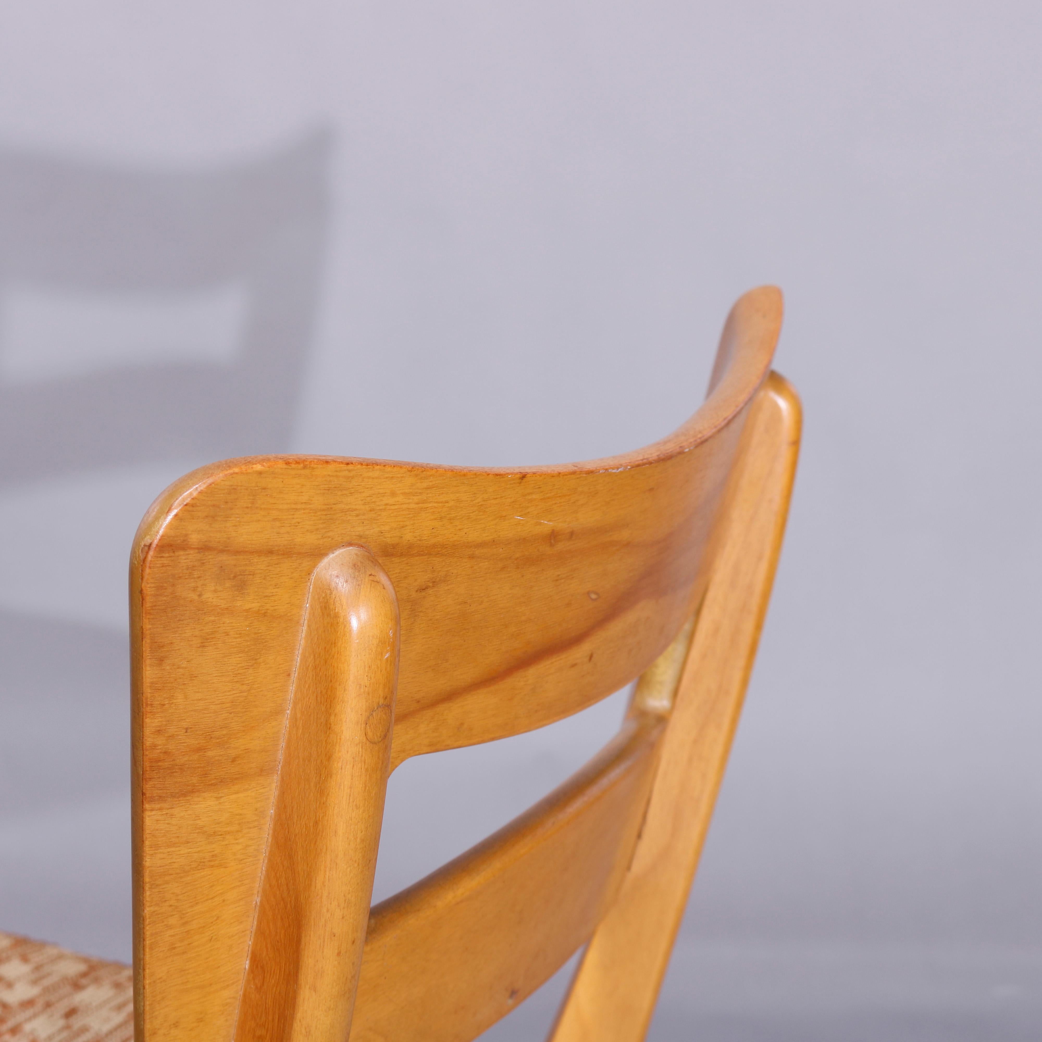 Six Mid-Century Modern Heywood Wakefield Wishbone Dining Chairs, Wheat, c1950 11