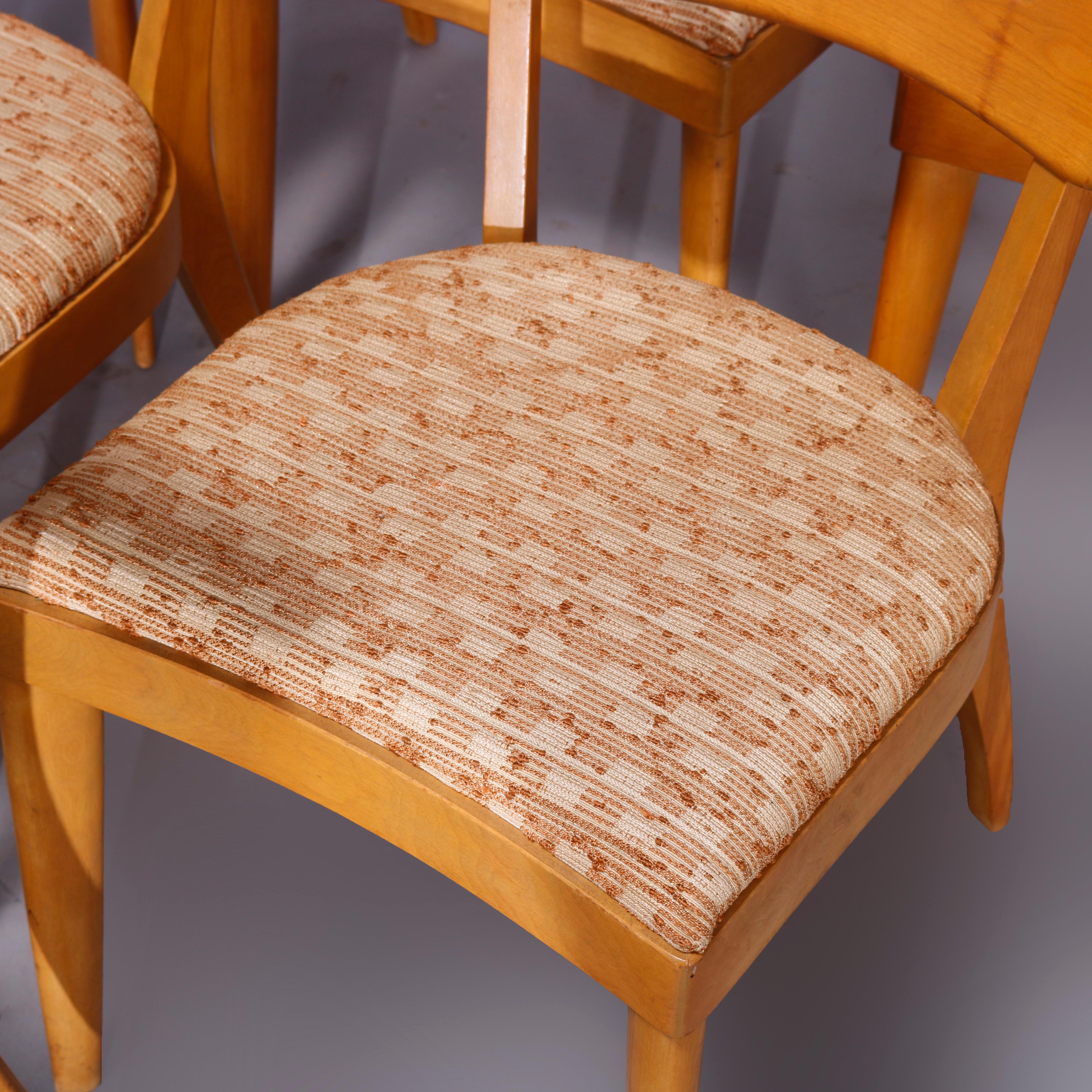 Six Mid-Century Modern Heywood Wakefield Wishbone Dining Chairs, Wheat, c1950 12