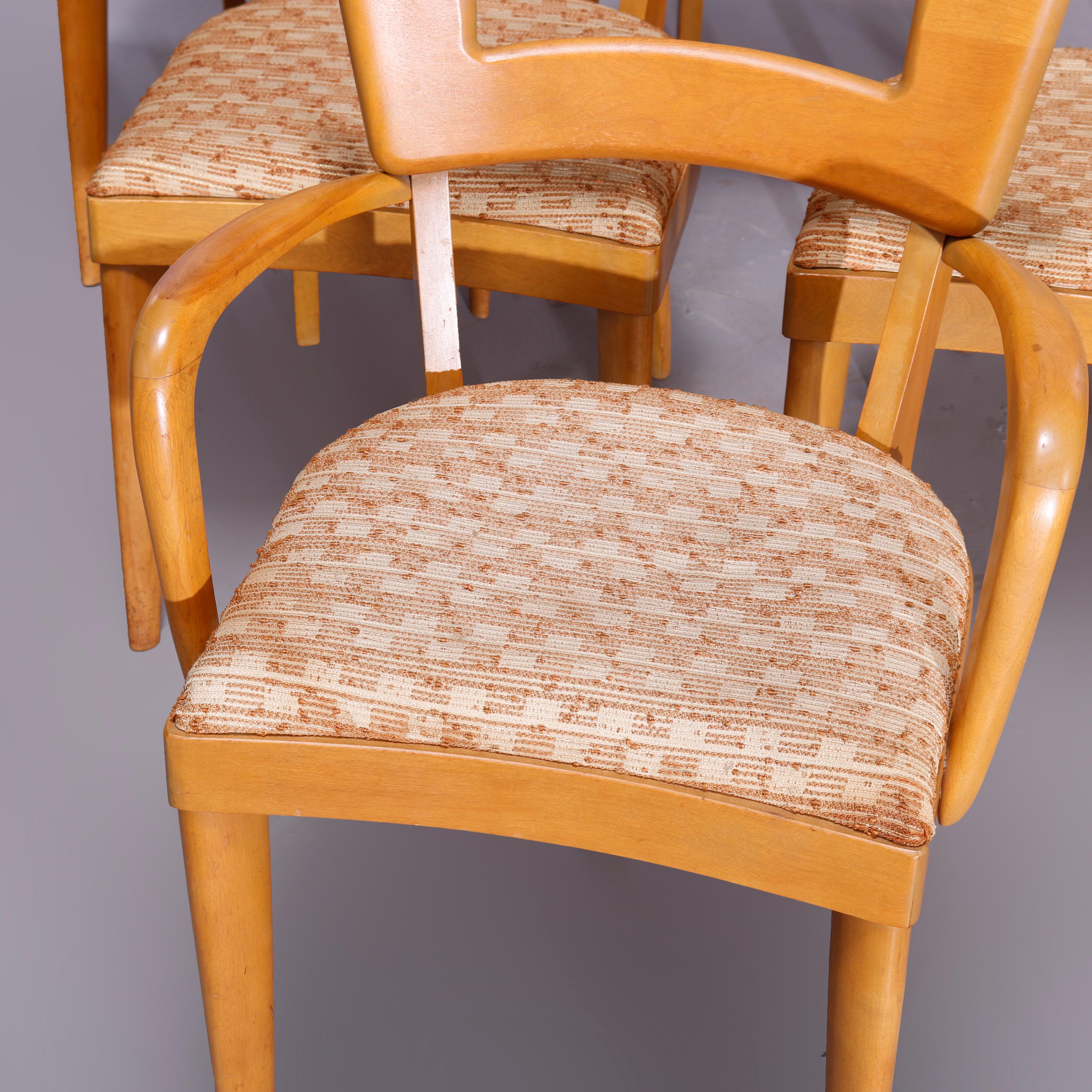 Six Mid-Century Modern Heywood Wakefield Wishbone Dining Chairs, Wheat, c1950 13