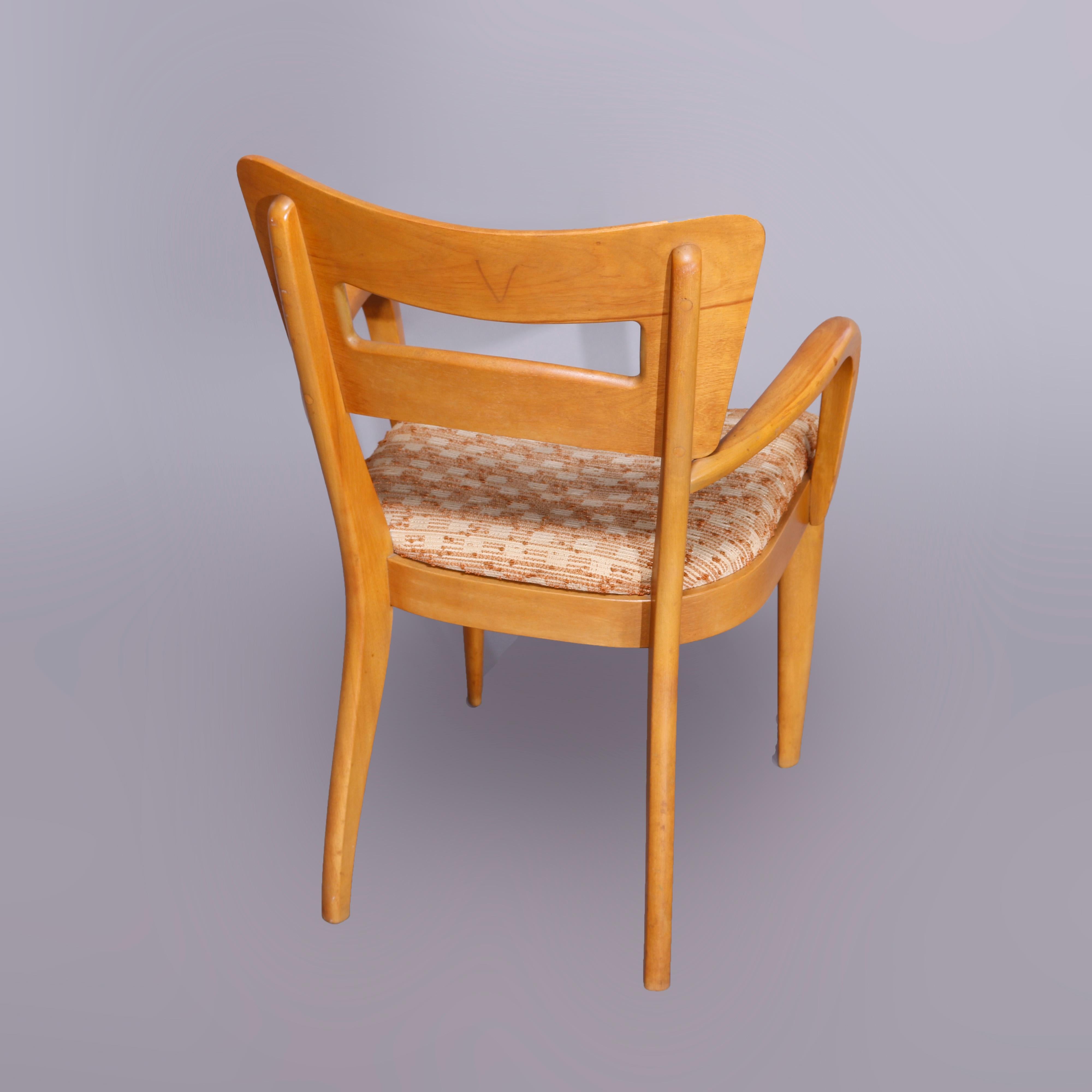 Fabric Six Mid-Century Modern Heywood Wakefield Wishbone Dining Chairs, Wheat, c1950