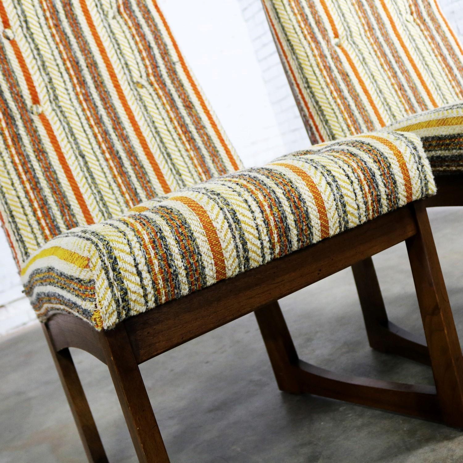 Six Mid-Century Modern Lane Alta Vista Dining Chairs Original Stripe Upholstery 3