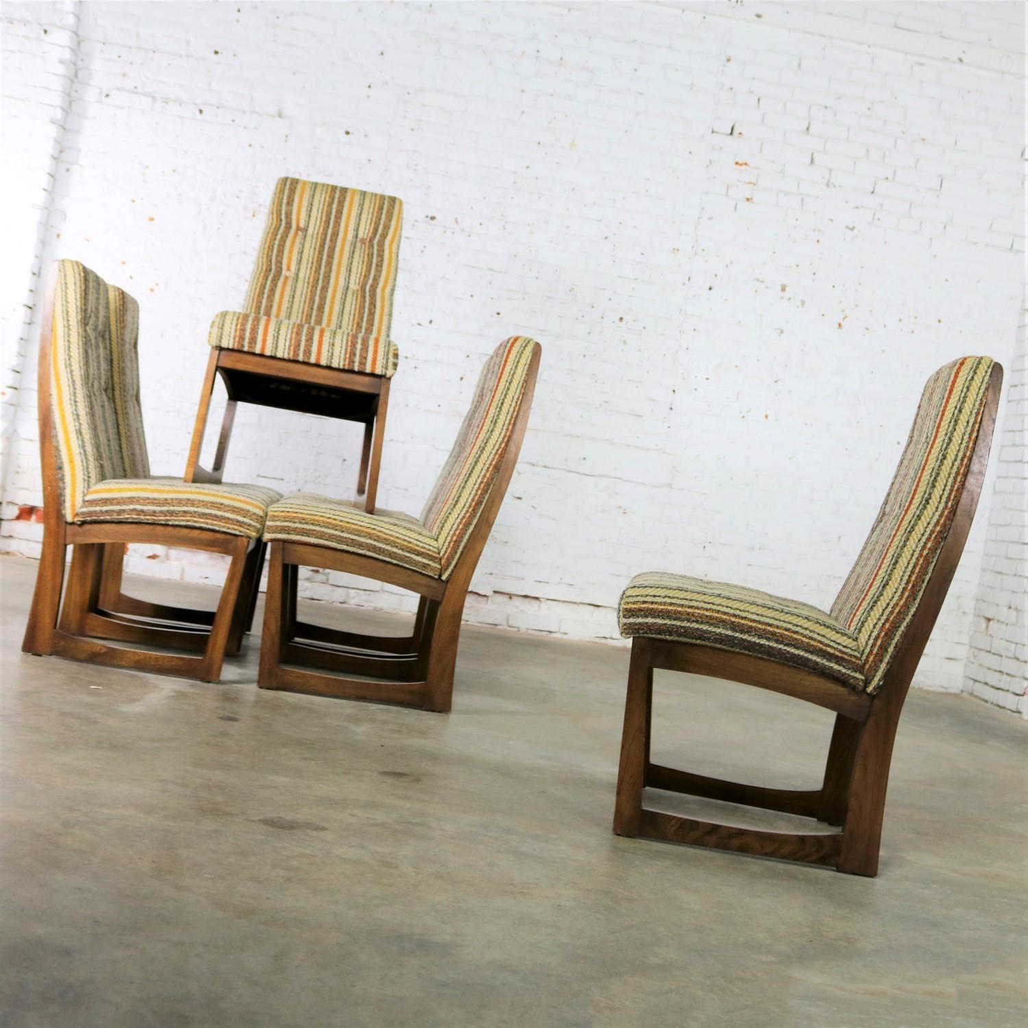20th Century Six Mid-Century Modern Lane Alta Vista Dining Chairs Original Stripe Upholstery