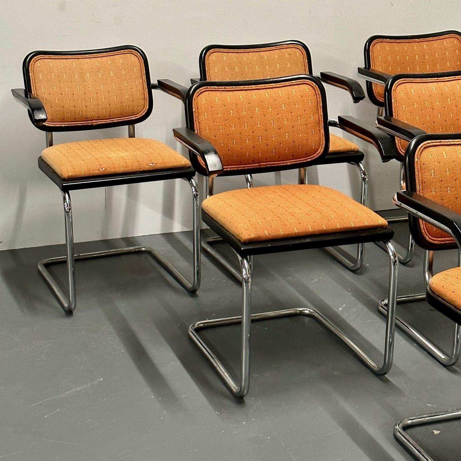Steel Six Mid-Century Modern Marcel Breuer for Knoll Cesca Chairs, Lacquer, 1960s