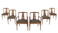 Six Mid-Century Modern Medium Light Walnut Dining Chairs New Upholstery MINT
