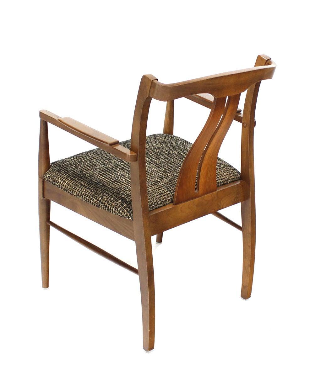 20th Century Six Mid-Century Modern Medium Light Walnut Dining Chairs New Upholstery MINT For Sale