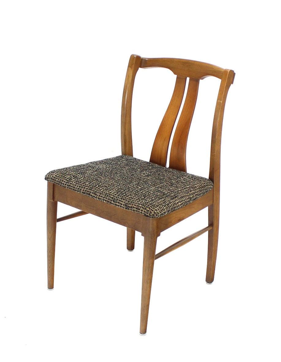 Six Mid-Century Modern Medium Light Walnut Dining Chairs New Upholstery MINT For Sale 1