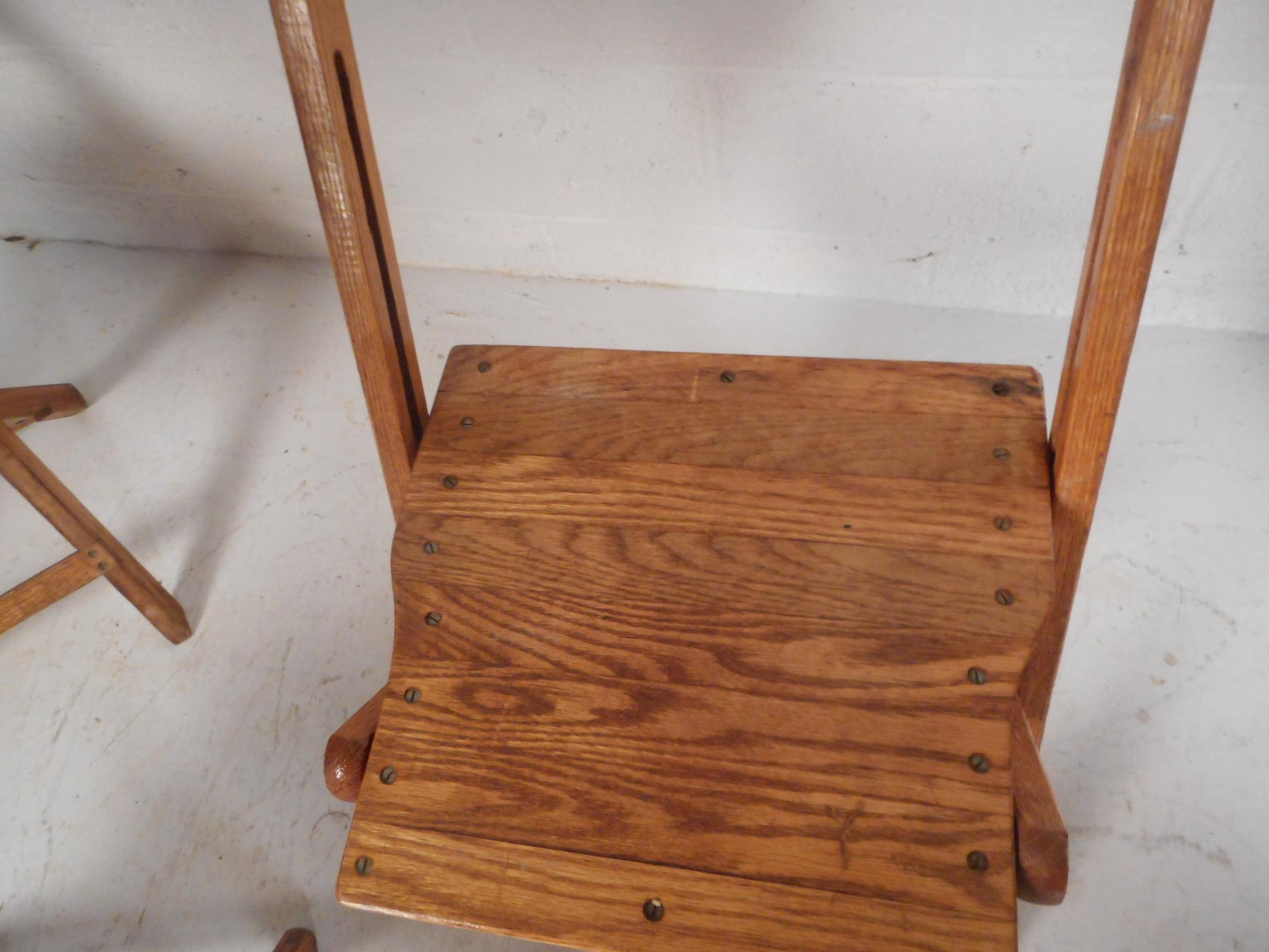 Six Mid-Century Modern Oak Folding Chairs by Snyder Chair Co. 1