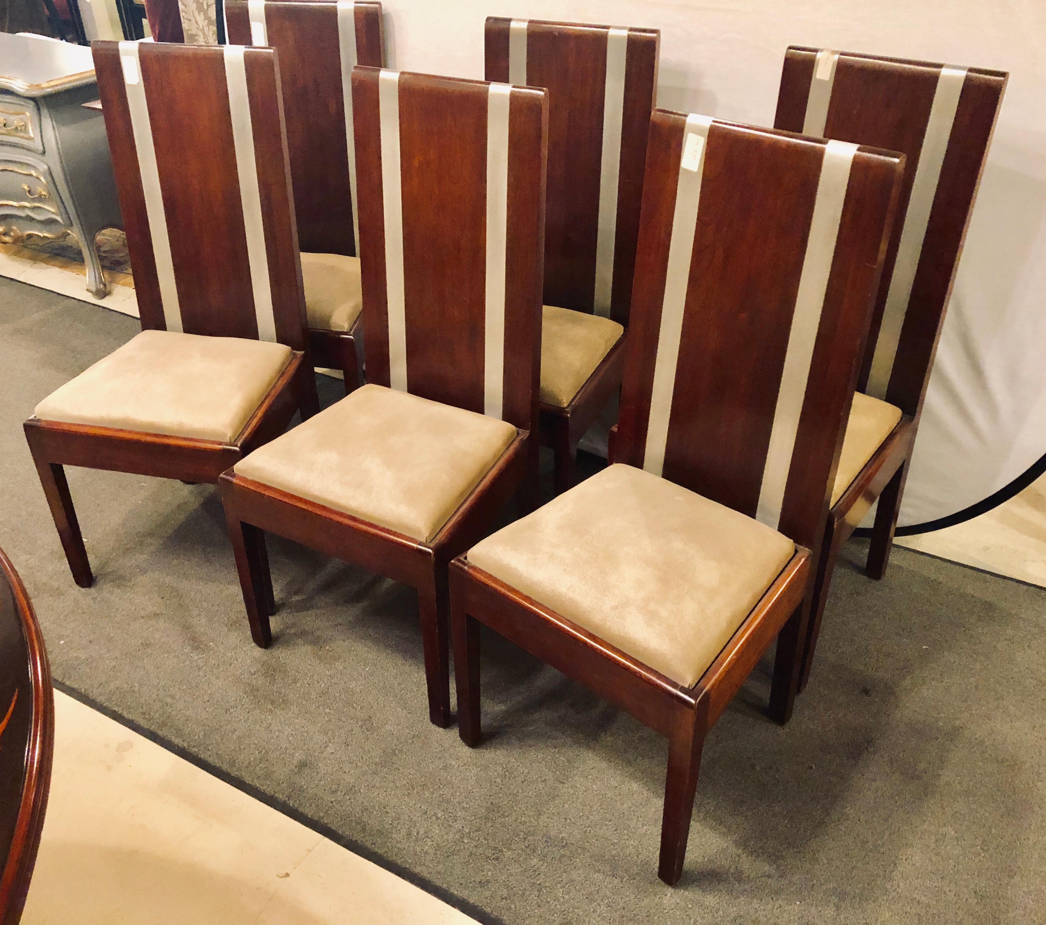 Six Mid-Century Modern or Art Deco Dining Chairs in the Manner of Jean M. Frank In Good Condition In Stamford, CT
